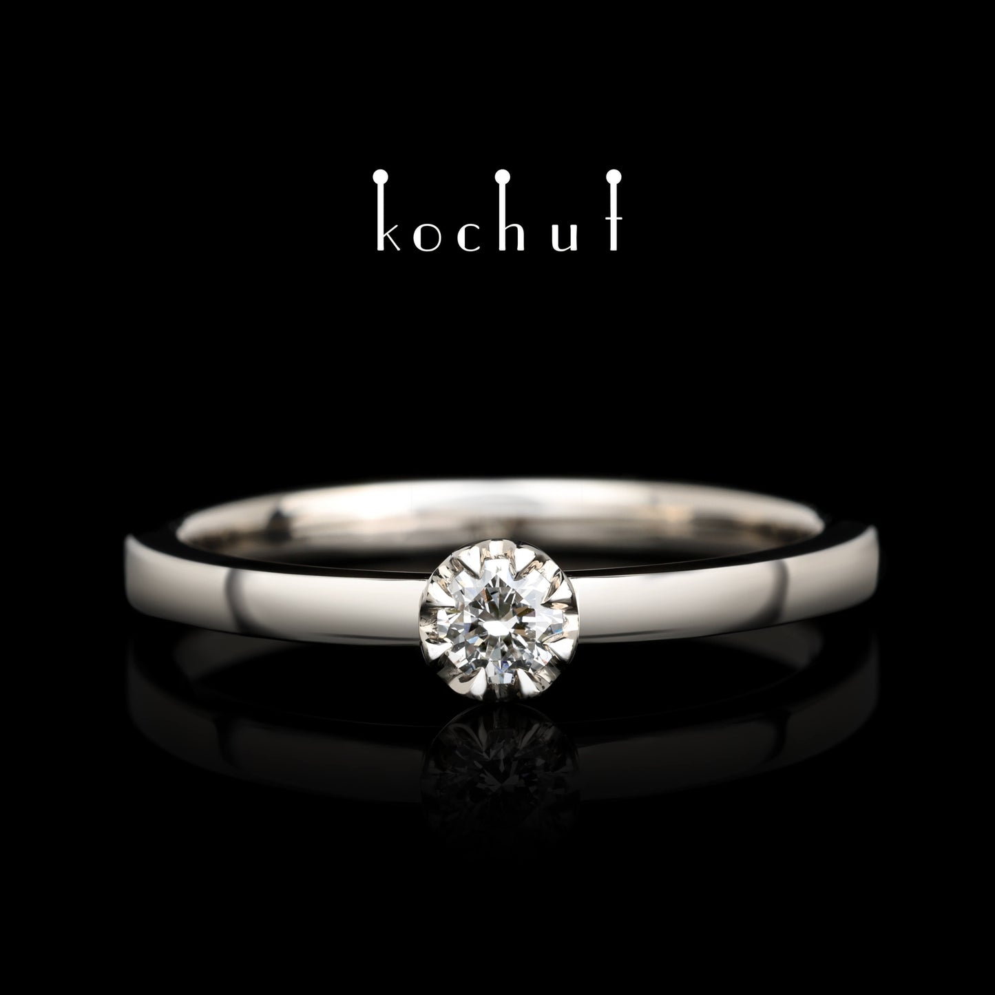 Höhepunkte der Liebe — Verlobungsring aus Palladium-Gold mit Diamant