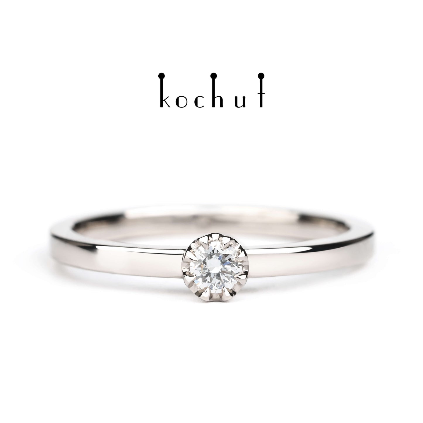 Höhepunkte der Liebe — Verlobungsring aus Palladium-Gold mit Diamant