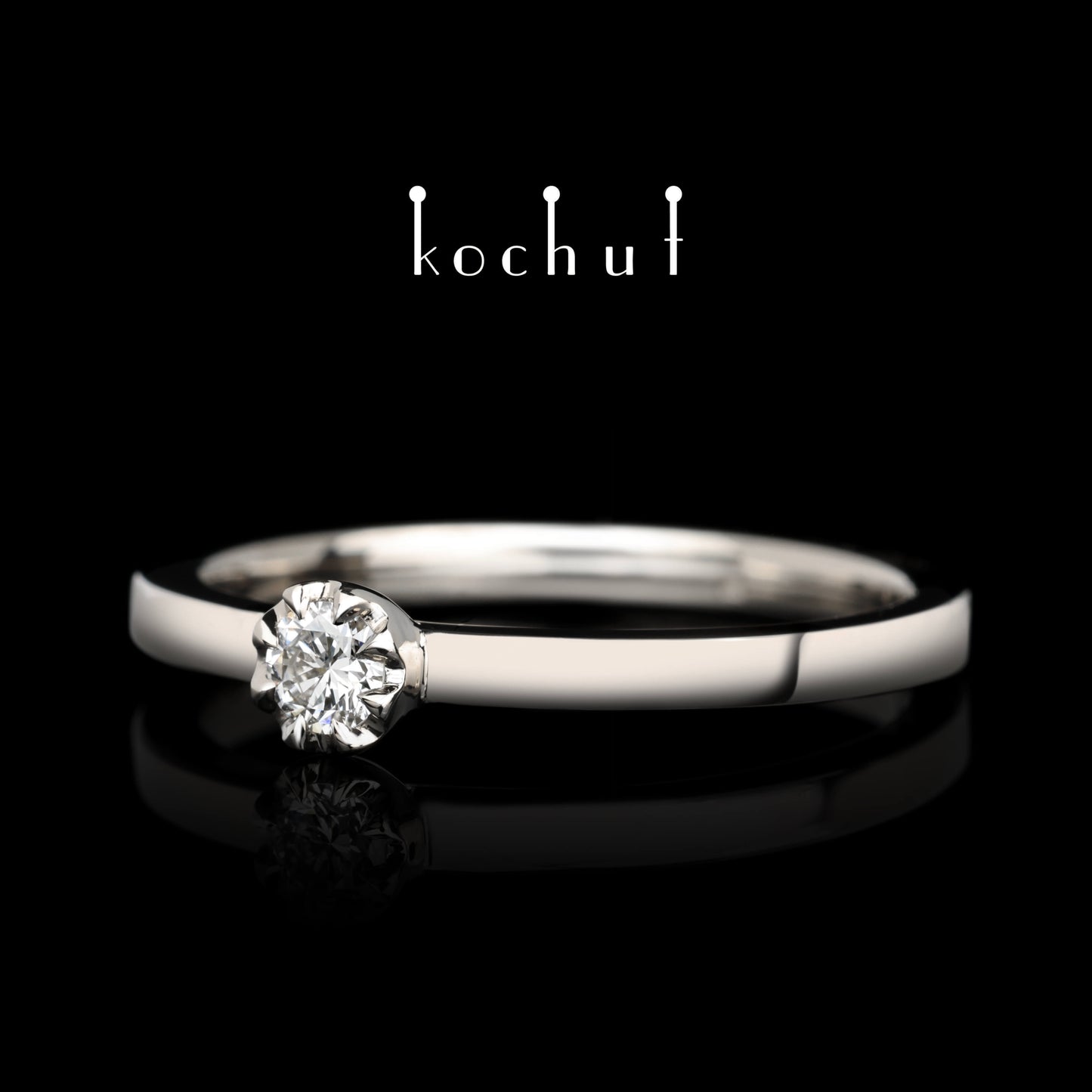 Höhepunkte der Liebe — Verlobungsring aus Palladium-Gold mit Diamant