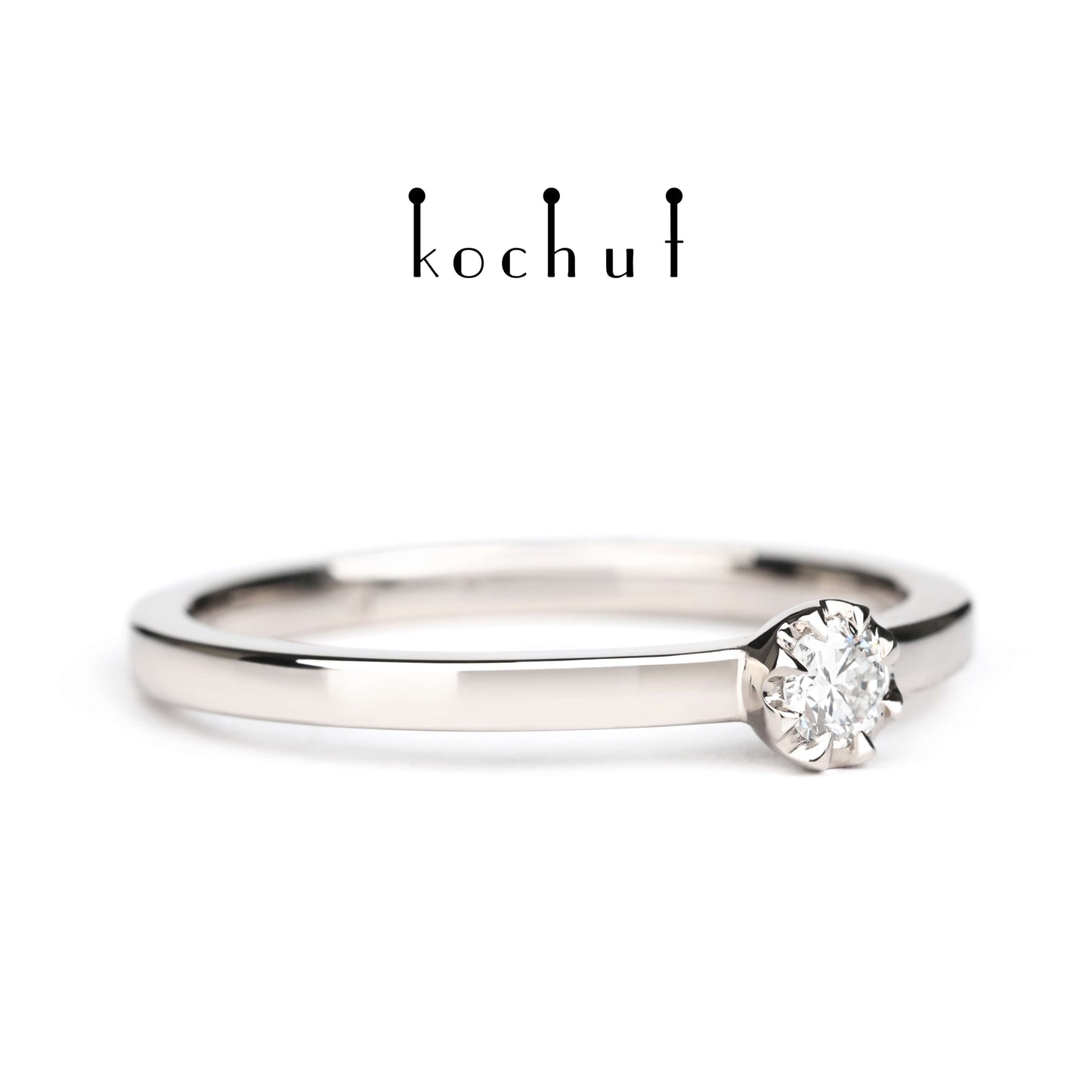 Höhepunkte der Liebe — Verlobungsring aus Palladium-Gold mit Diamant
