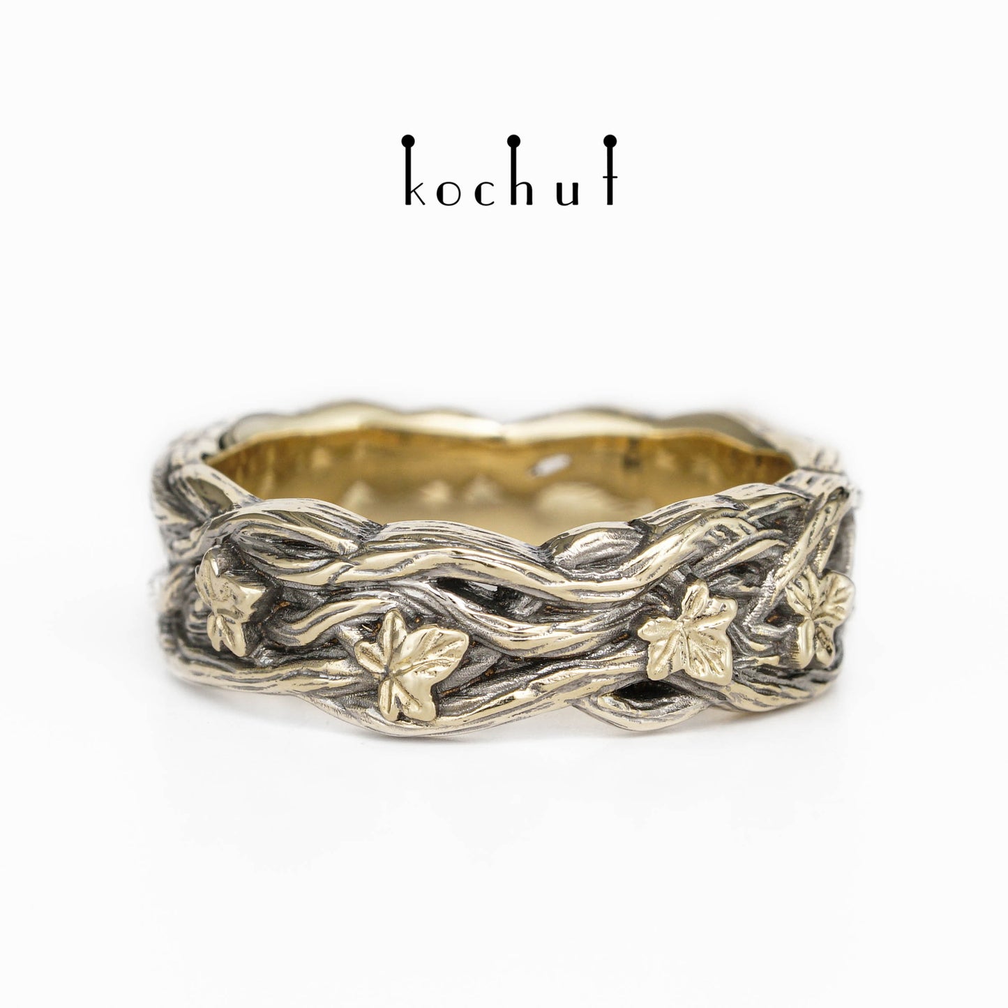 Morning Glory — Ring aus Gelbgold, beschichtet mit schwarzem Rhodium