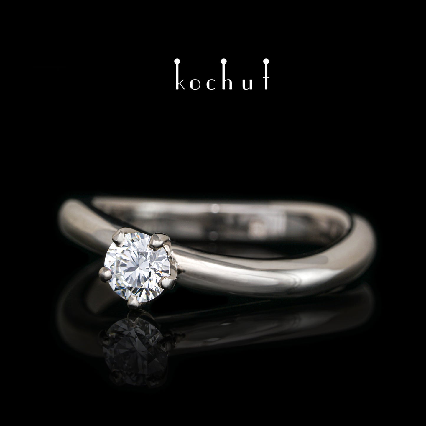 Infinity — Verlobungsring aus Palladium, 18 Karat Gold mit Diamant