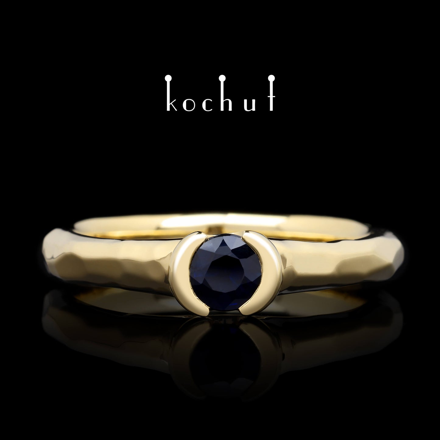 Absolute — Verlobungsring aus gelbem 18K-Gold mit blauer Saphir