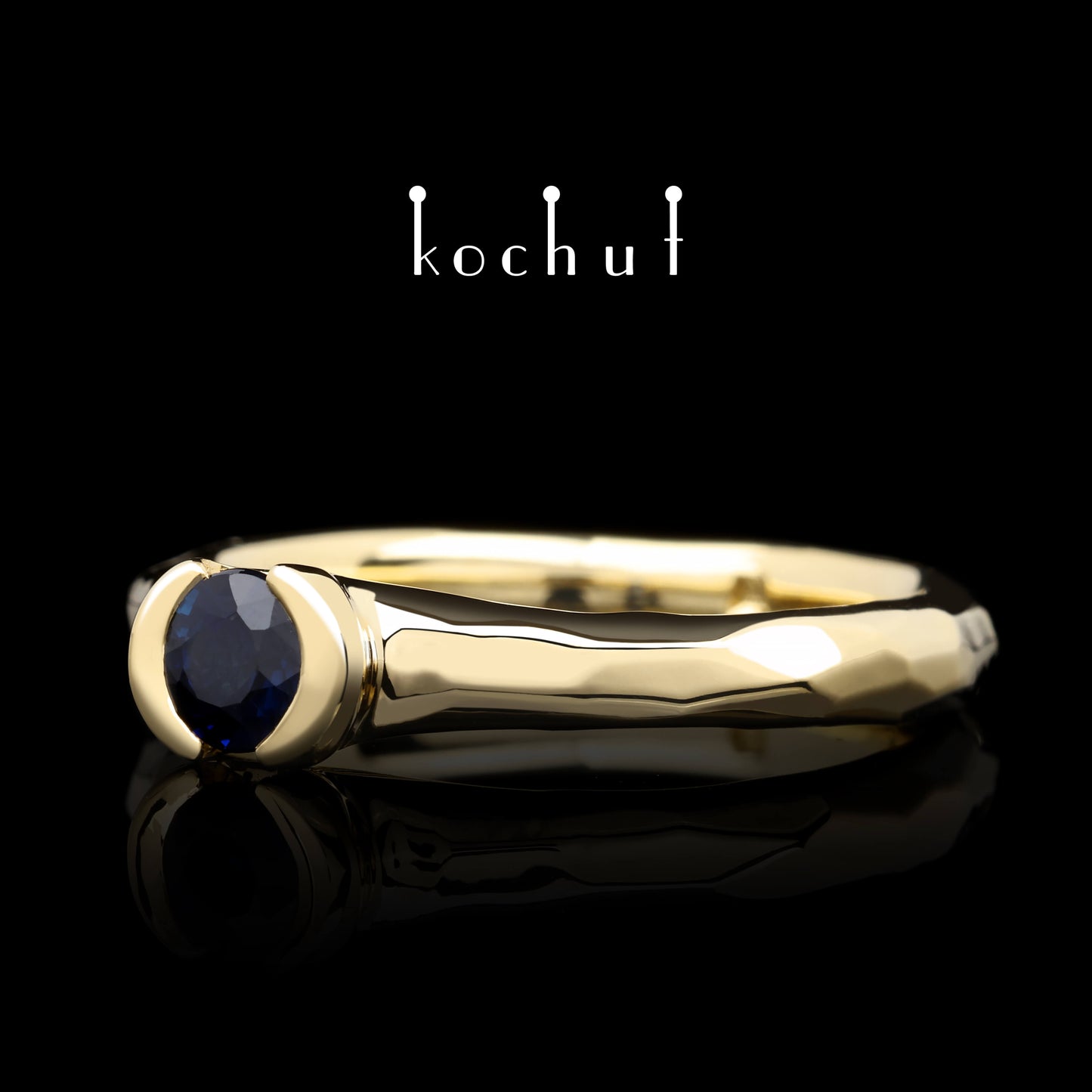 Absolute — Verlobungsring aus gelbem 18K-Gold mit blauer Saphir