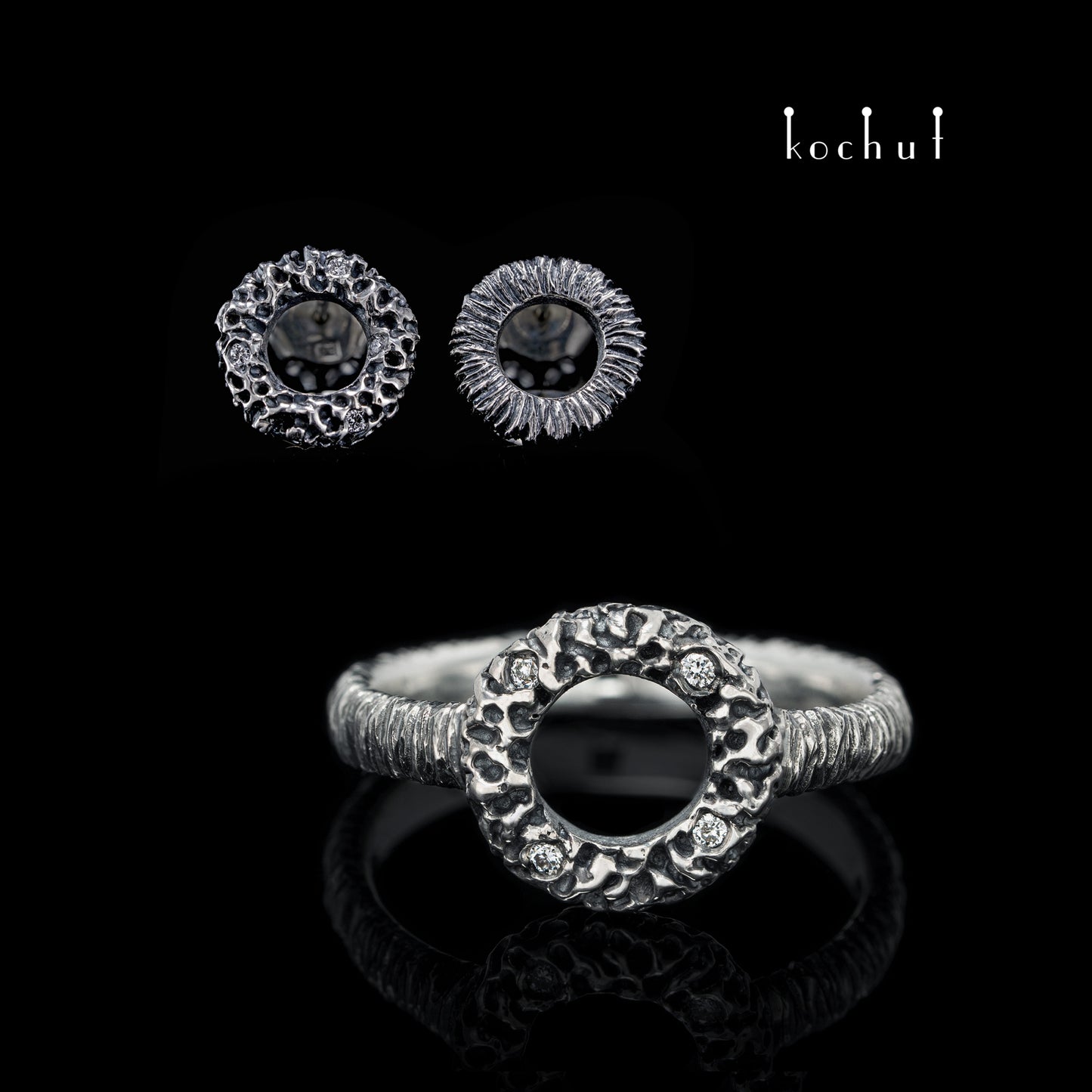 Fata Morgana — Set aus oxidiertem Silber mit Diamanten