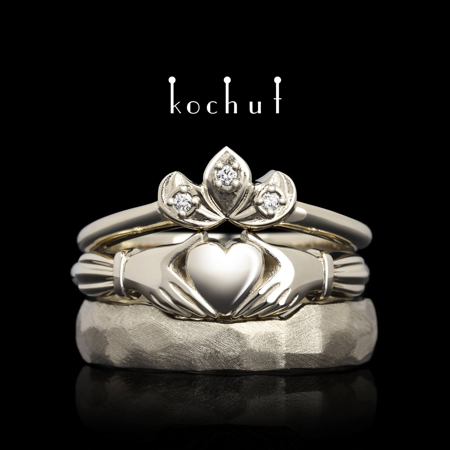 Claddachian — Schmuckset aus Weißgold mit Diamanten