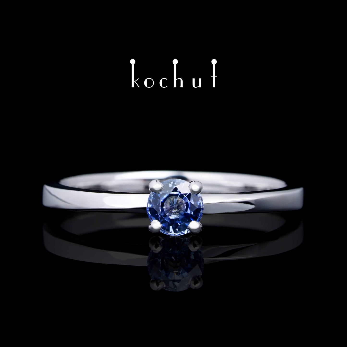 Mein Inspiration — Weißgold-Verlobungsring mit Kornblumen-Saphir, überzogen mit weißem Rhodium