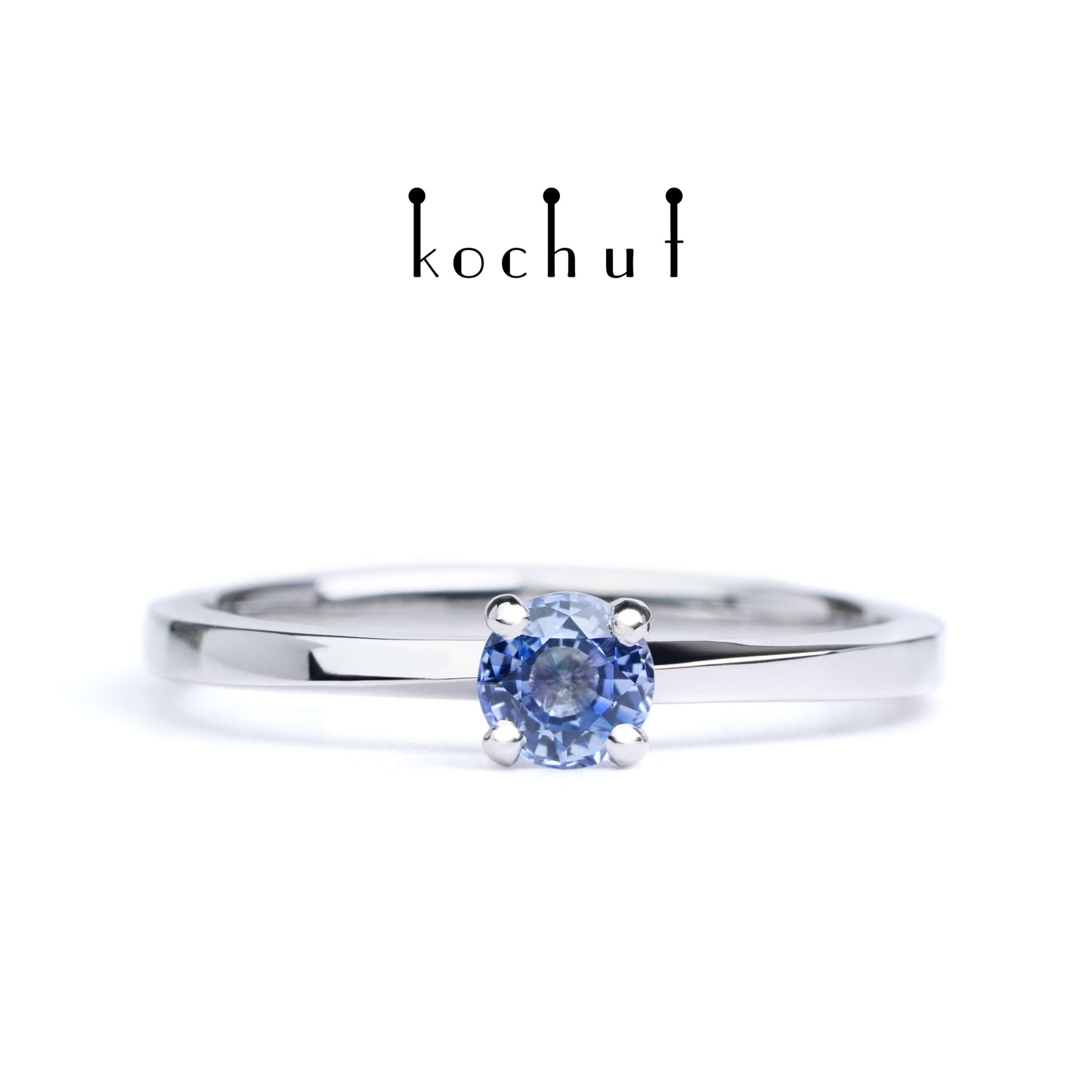 Mein Inspiration — Weißgold-Verlobungsring mit Kornblumen-Saphir, überzogen mit weißem Rhodium