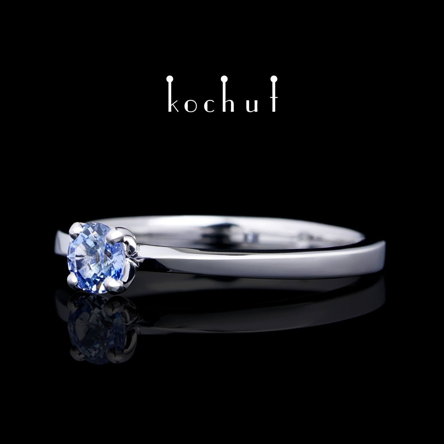 Mein Inspiration — Weißgold-Verlobungsring mit Kornblumen-Saphir, überzogen mit weißem Rhodium