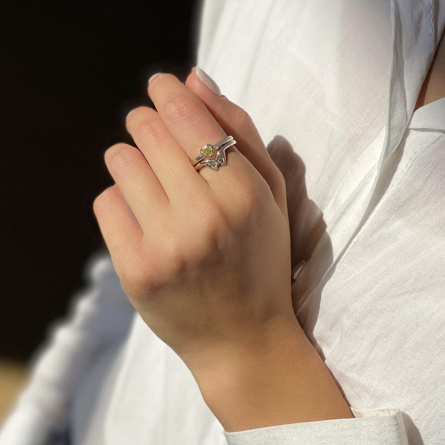 Vertraue mir — Weißgold-Doppel-Diamant-Ring