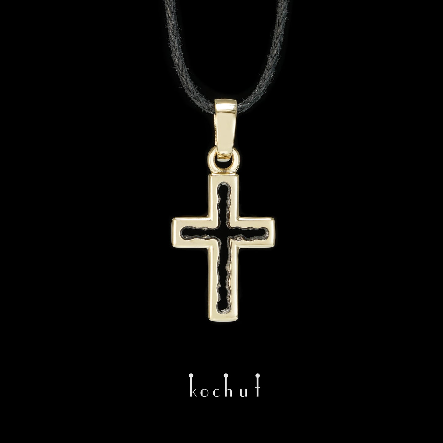 Wissensraum — Gelbgoldkreuz mit schwarzem Rhodium beschichtet