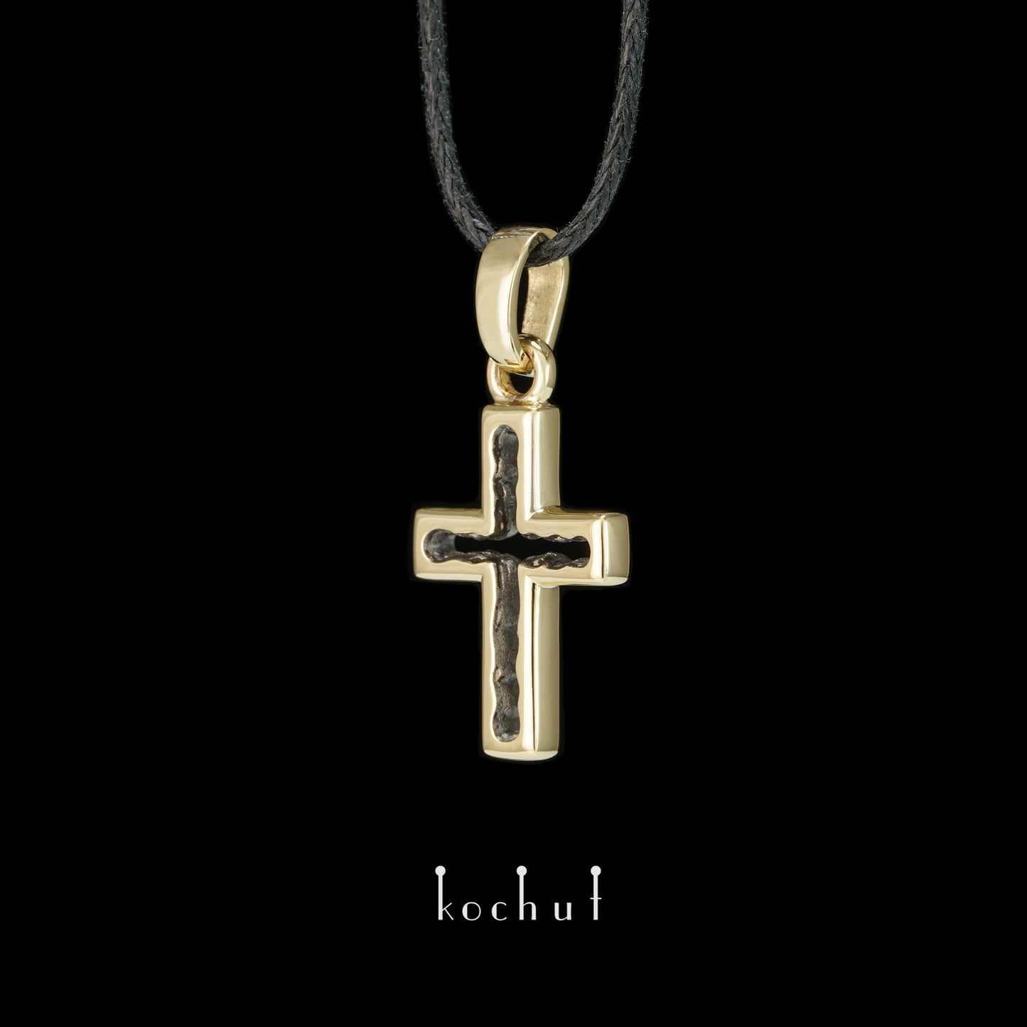 Wissensraum — Gelbgoldkreuz mit schwarzem Rhodium beschichtet