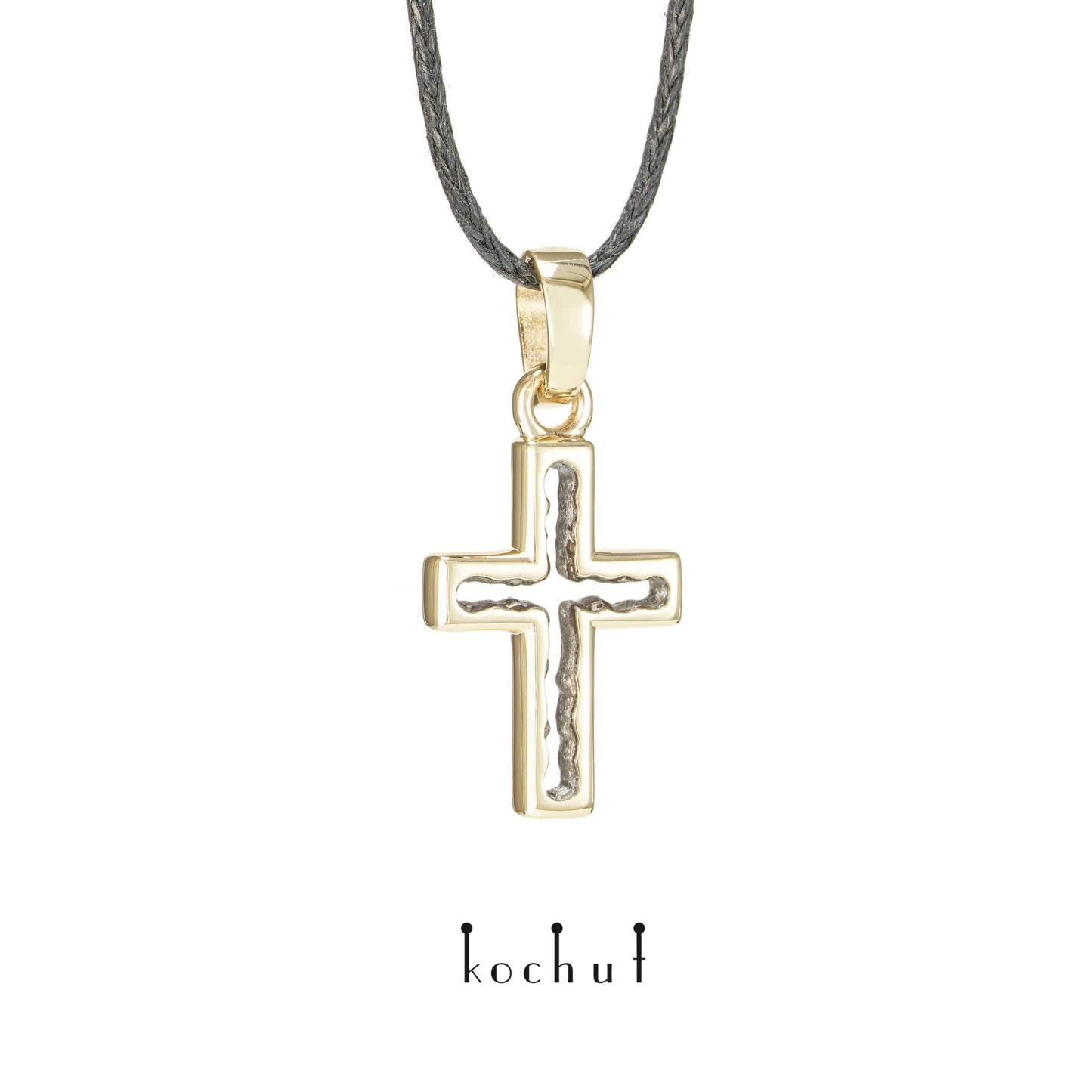 Wissensraum — Gelbgoldkreuz mit schwarzem Rhodium beschichtet