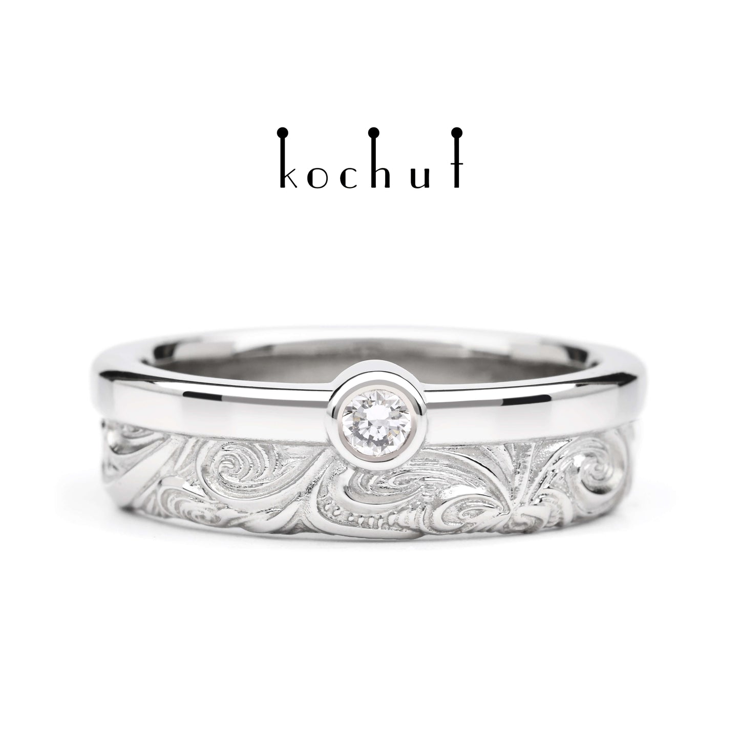 In Freude und Leid: Halbe — Platin-Ehering mit Diamant