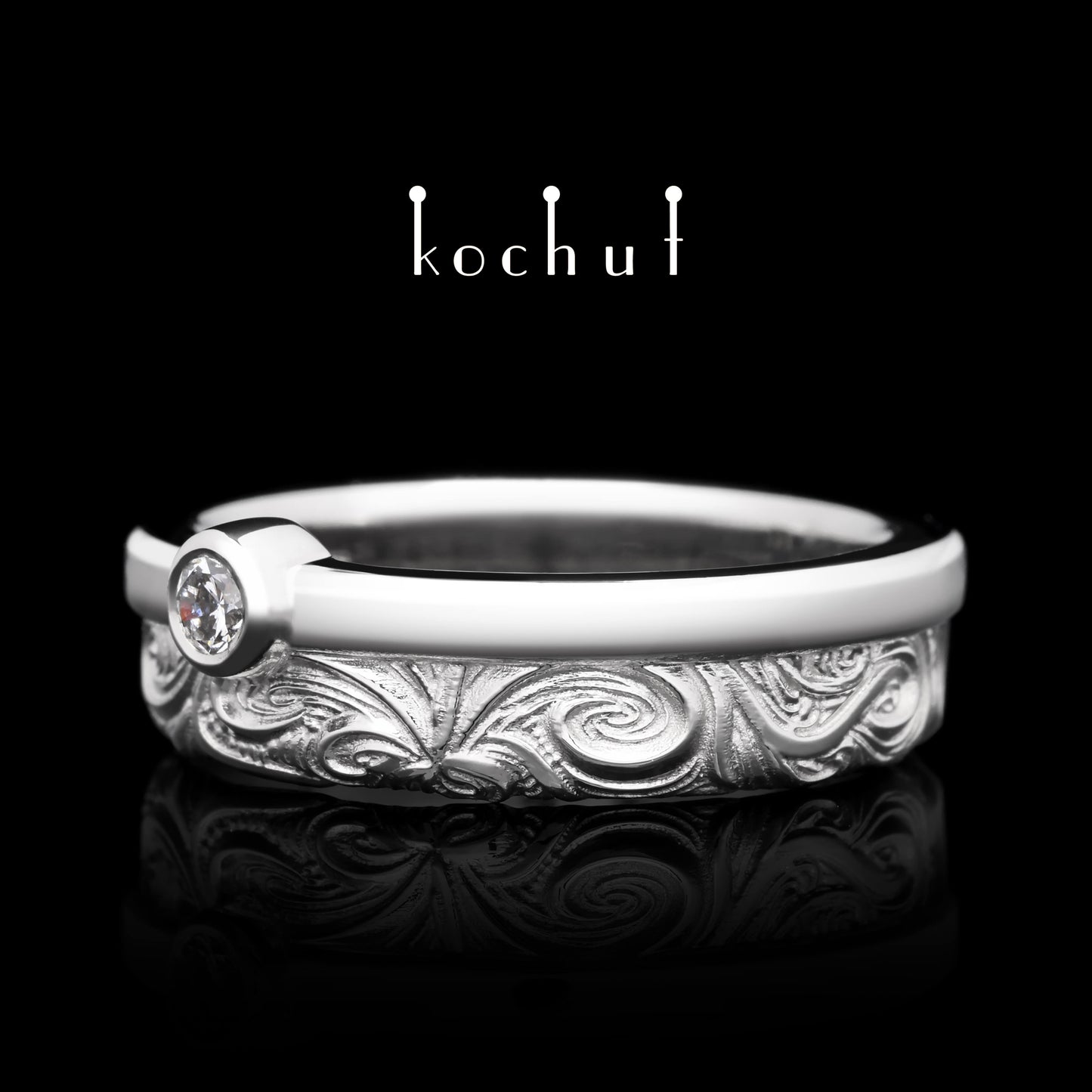 In Freude und Leid: Halbe — Platin-Ehering mit Diamant