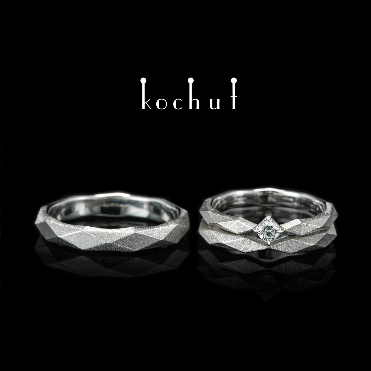 König und Königin — Schmuckset aus Weißgold mit Diamanten, beschichtet mit weißem Rhodium