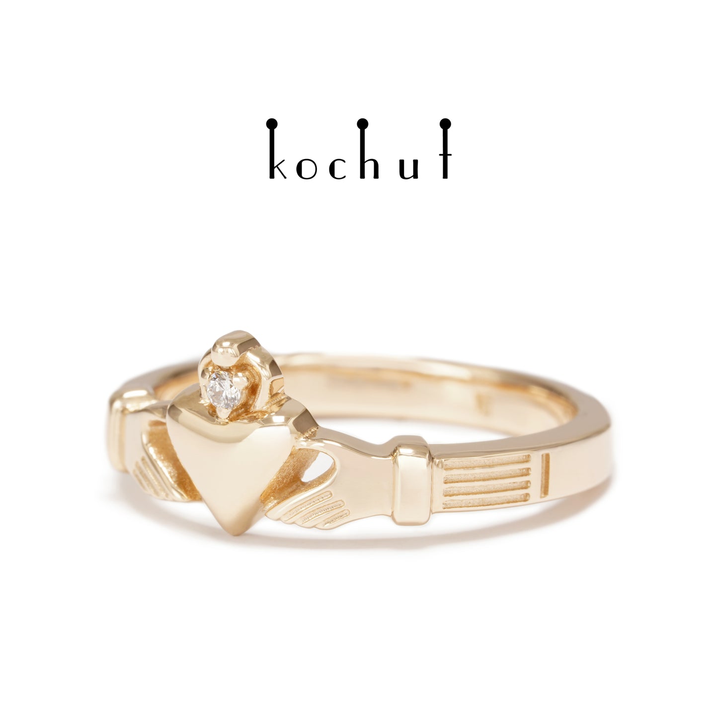 Claddagh — Ring aus Rotgold mit Diamant