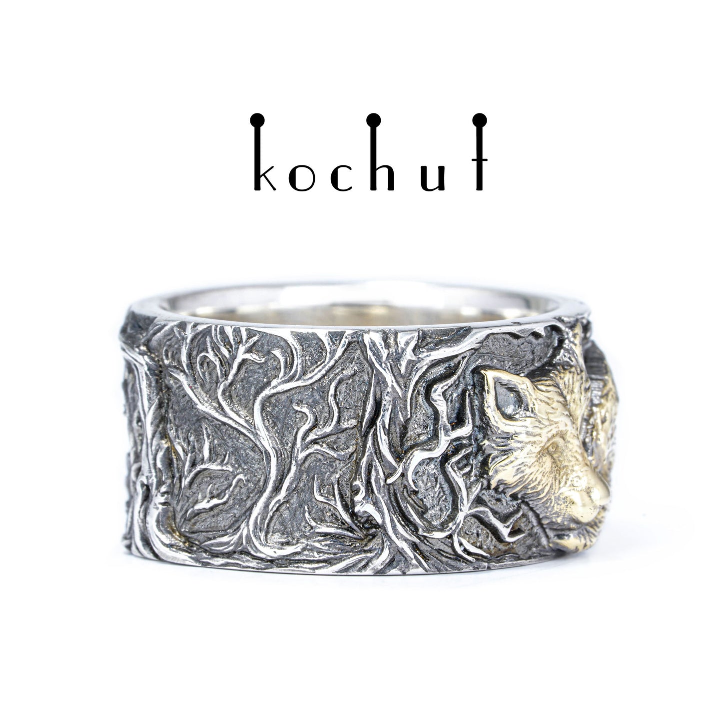 Wolf-Zartheit — Ring aus Silber und Gelbgold, überzogen mit schwarzem Rhodium