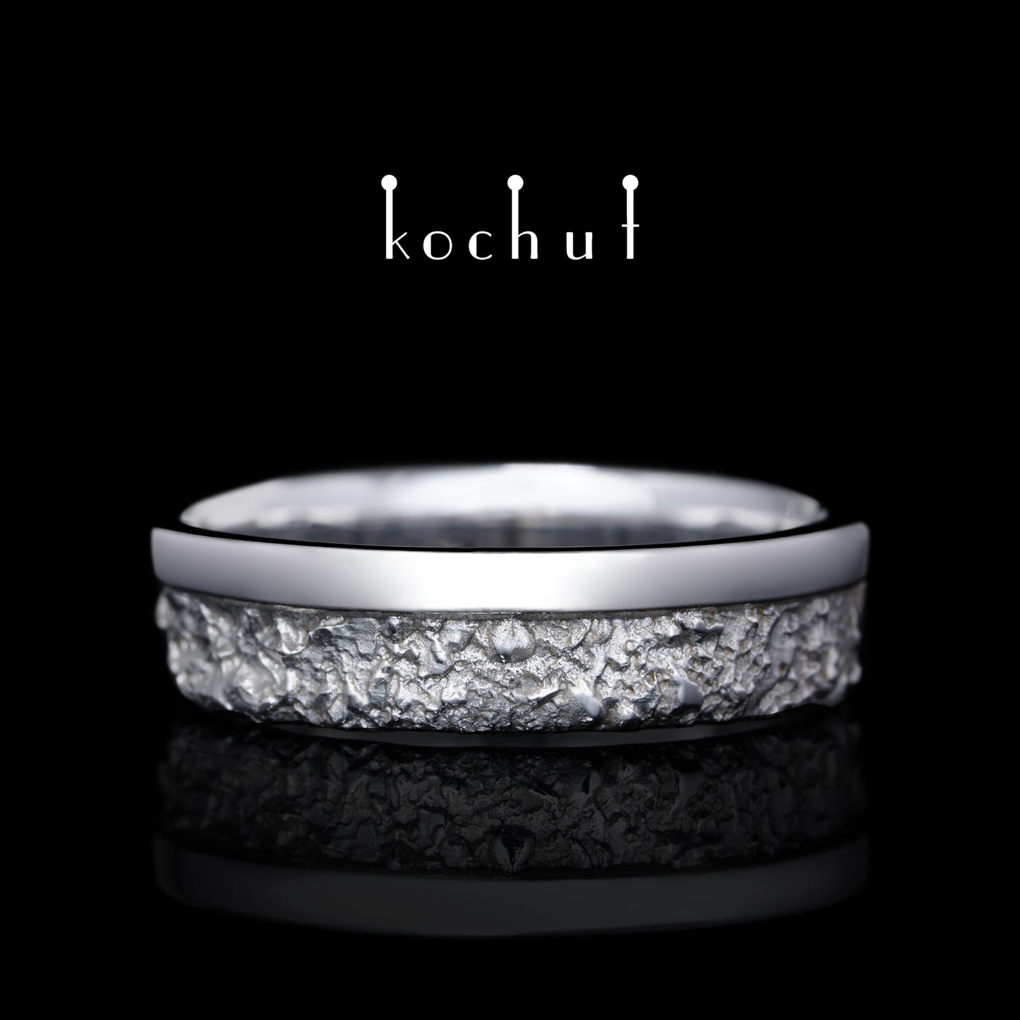 In Freude und Leid: Halben — Ring aus Weißgold, mit weißem Rhodium überzogen