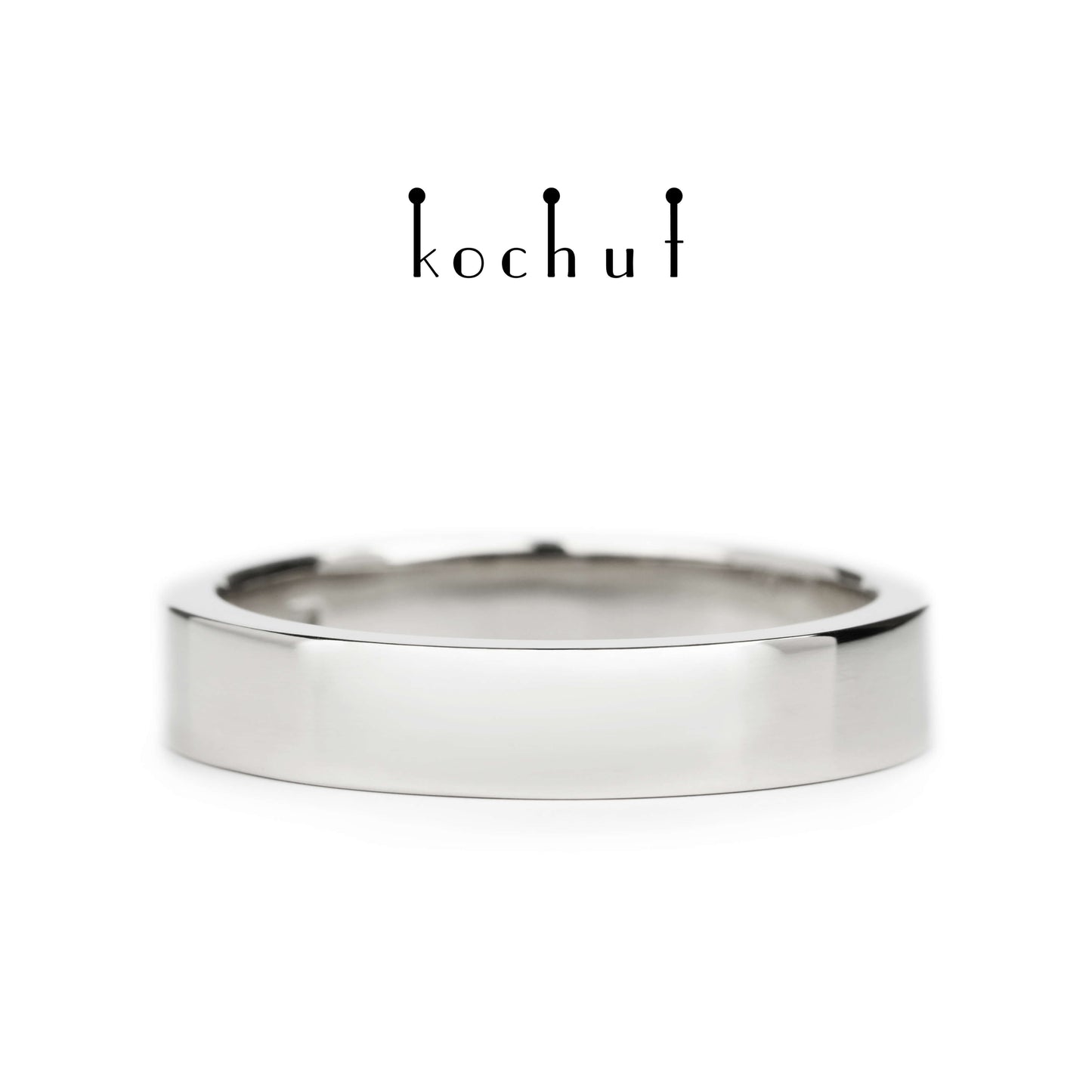 Minimalismus — Ehering aus Weißgold, überzogen mit weißem Rhodium