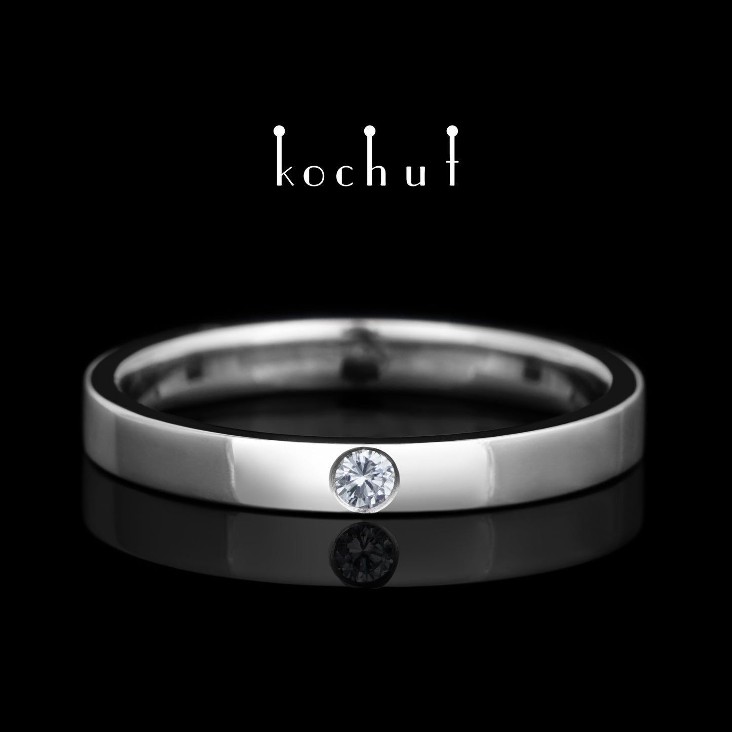 Minimalismus — Ring aus Weißgold mit Diamant und weißem Rhodium überzogen