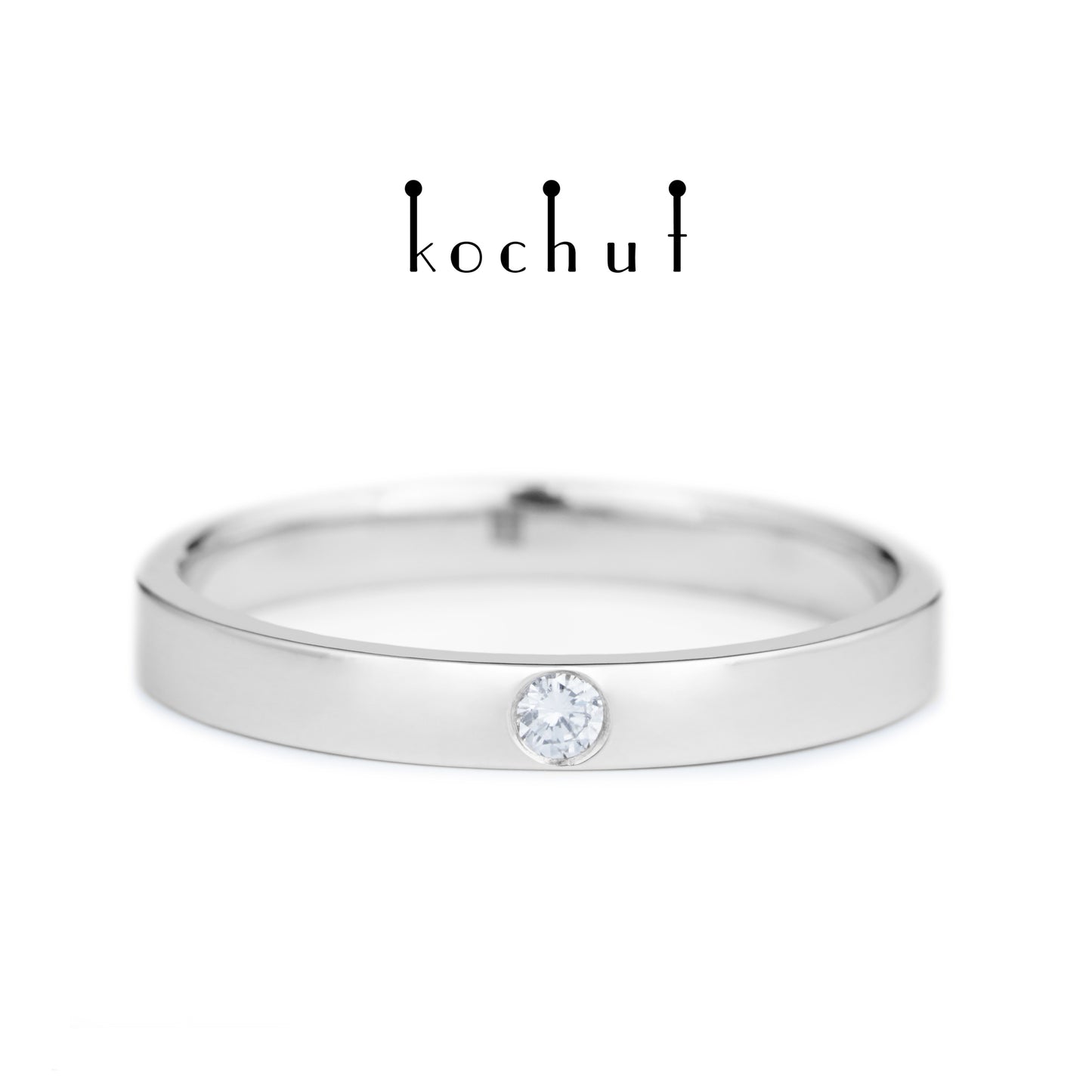Minimalismus — Ring aus Weißgold mit Diamant und weißem Rhodium überzogen
