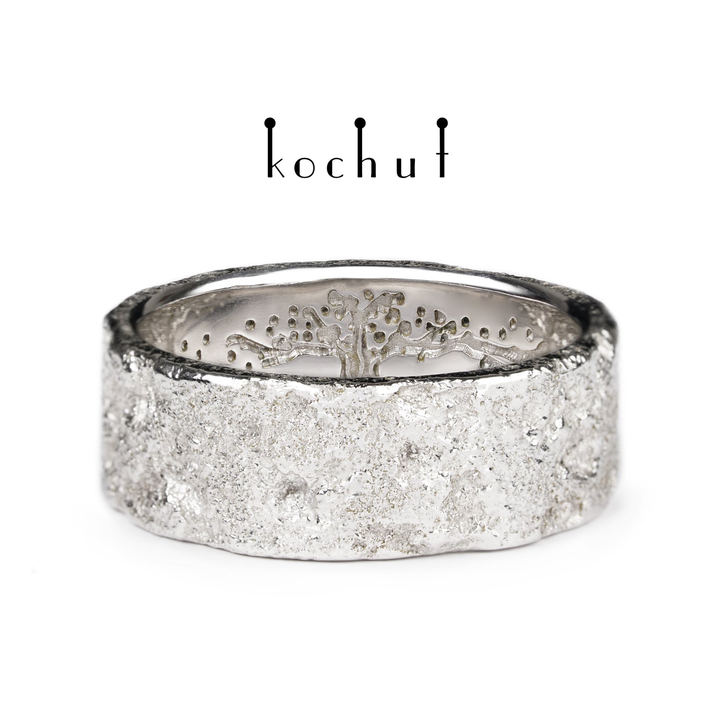 Seele und Körper mit dem Baum des Lebens — Silberring mit Weißgoldbeschichtung, überzogen mit WeißrhODIUM