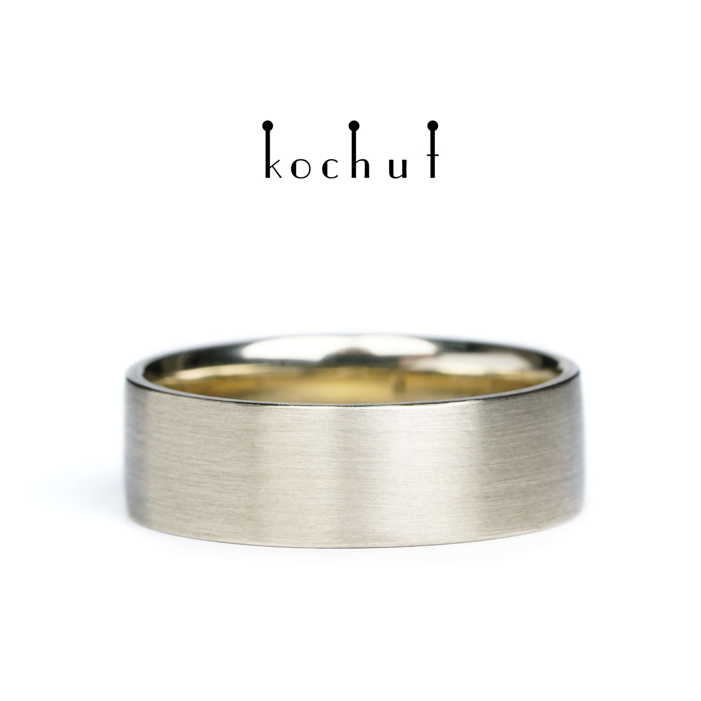 Lebensbaum: Halbe — Ehering aus Weißgold, überzogen mit schwarzem Rhodium