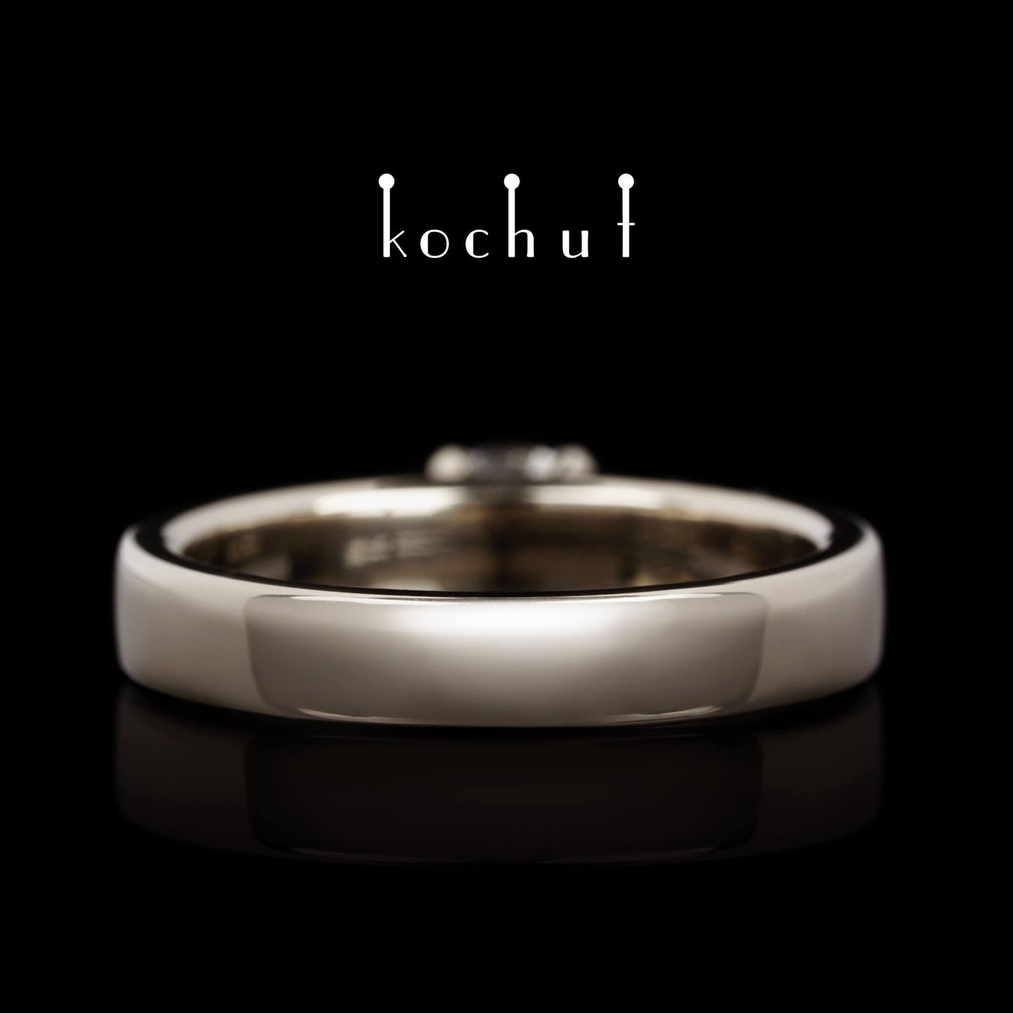 Classic — Verlobungsring aus Palladium 18K Gold mit einem grauen Diamanten