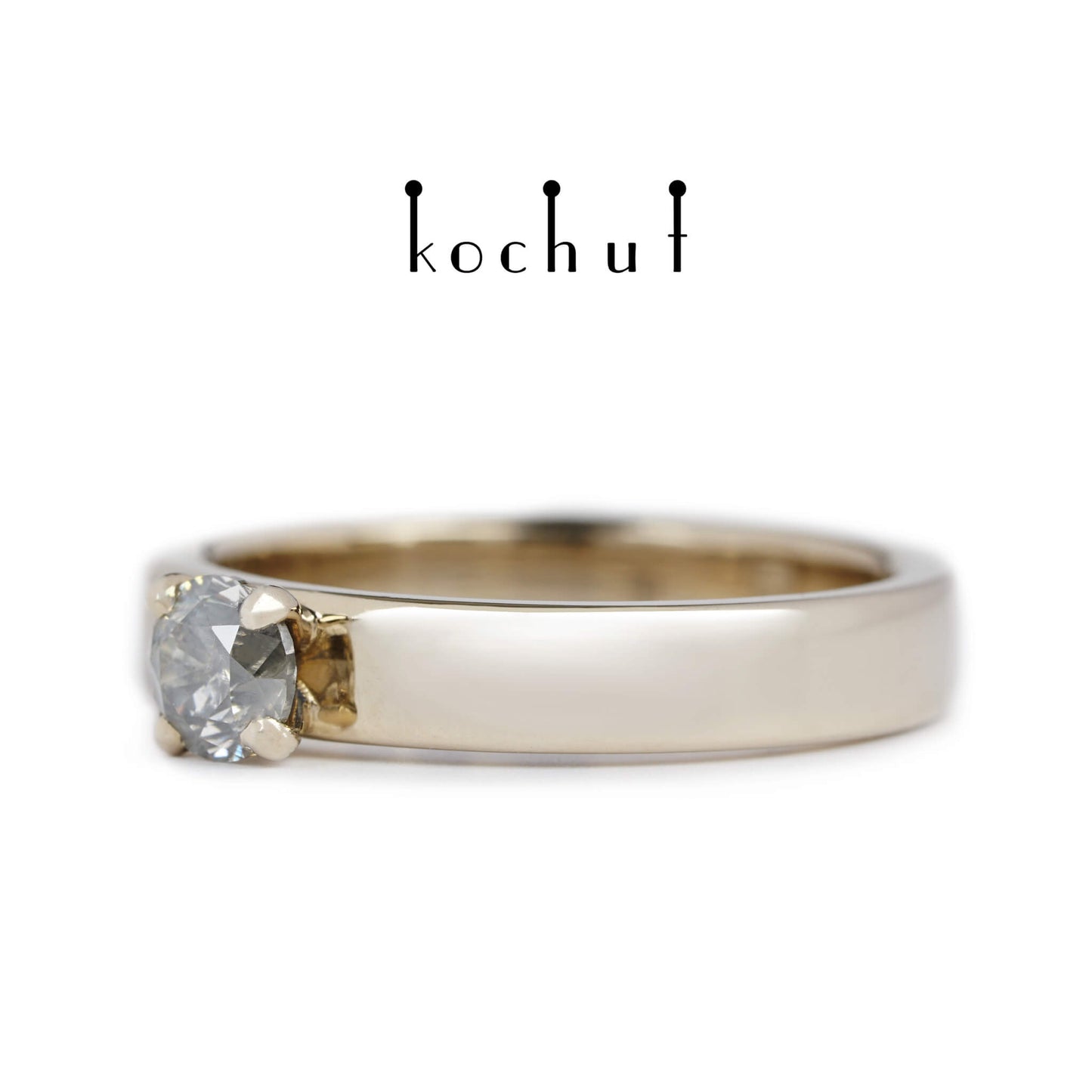 Classic — Verlobungsring aus Palladium 18K Gold mit einem grauen Diamanten