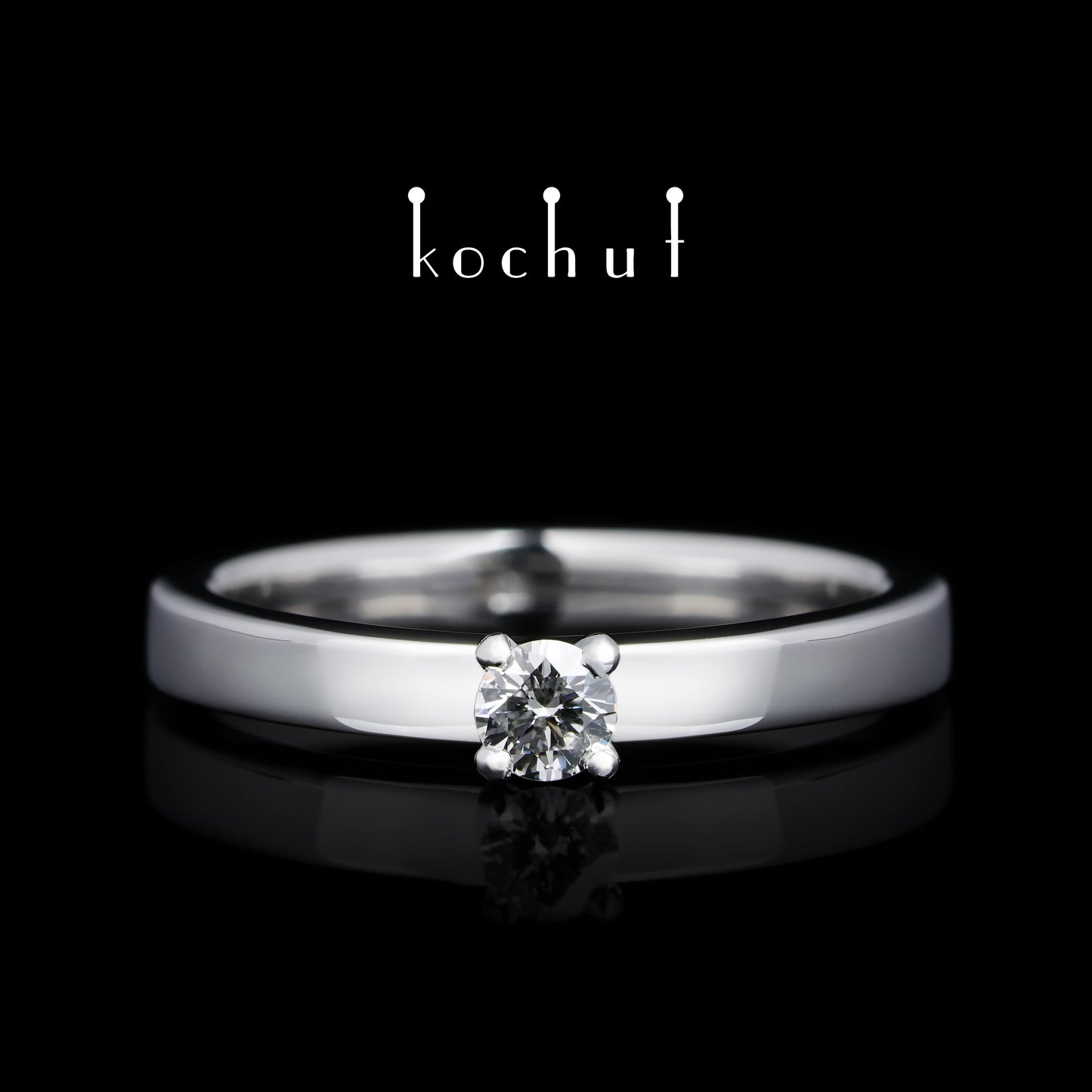 Unschuld — Verlobungsring aus Weißgold mit Diamant, beschichtet mit weißem Rhodium