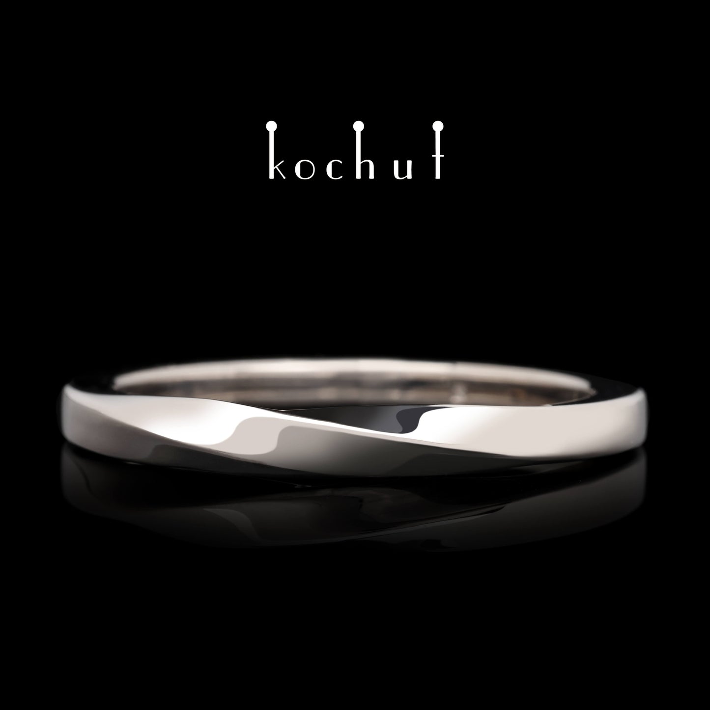 Mobius-Band: verengt — Ehering aus Palladium-Gold