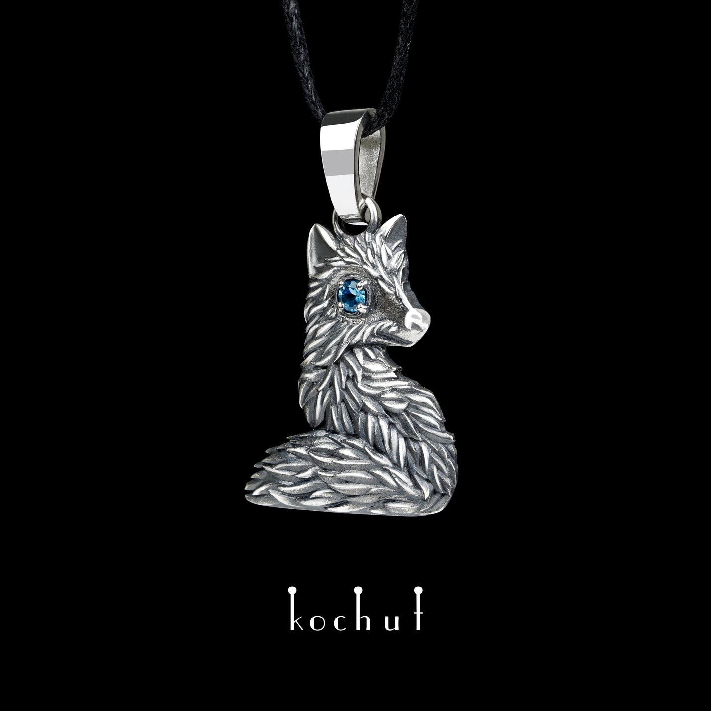 Kleiner Fuchs — Anhänger aus oxidiertem Silber mit Topas