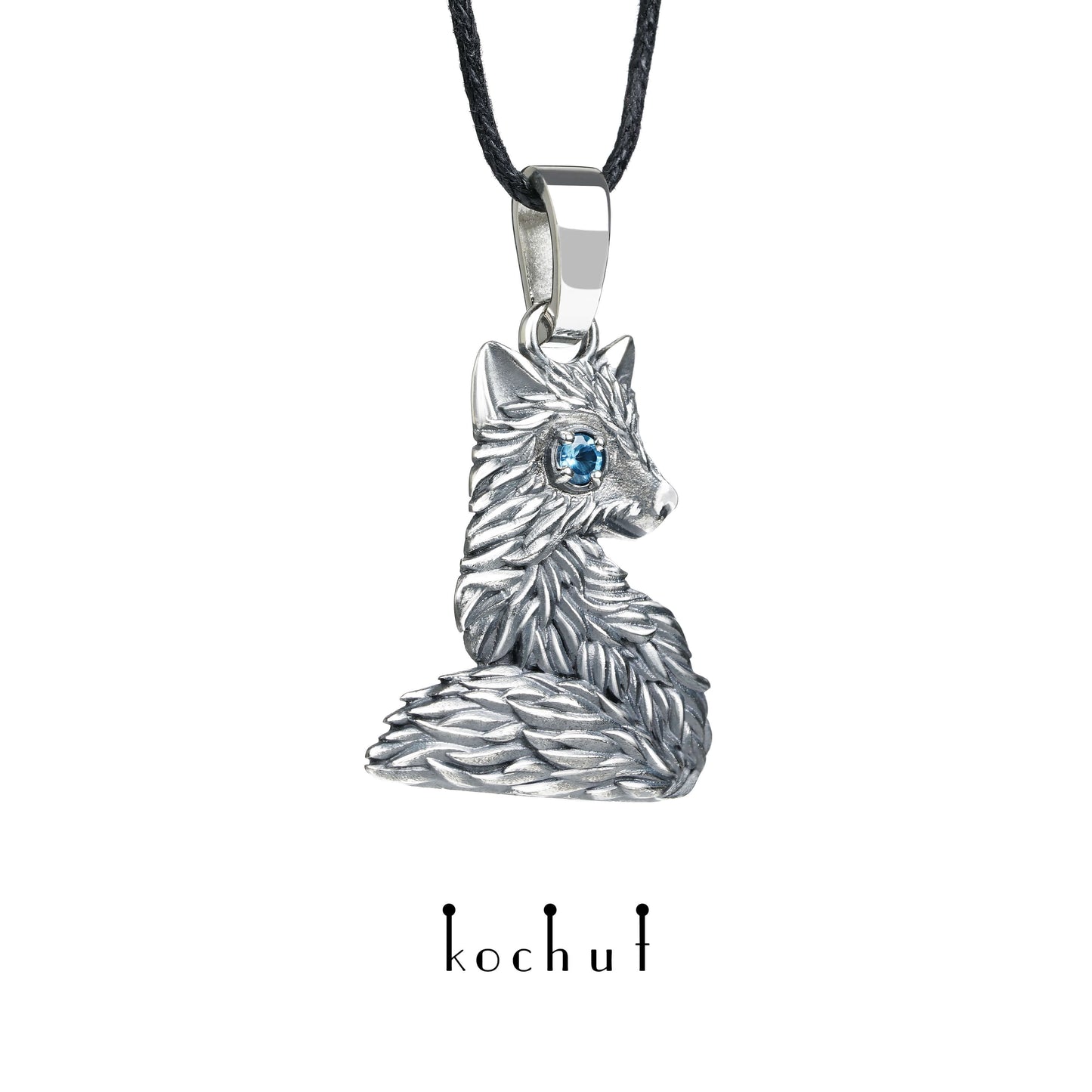 Kleiner Fuchs — Anhänger aus oxidiertem Silber mit Topas