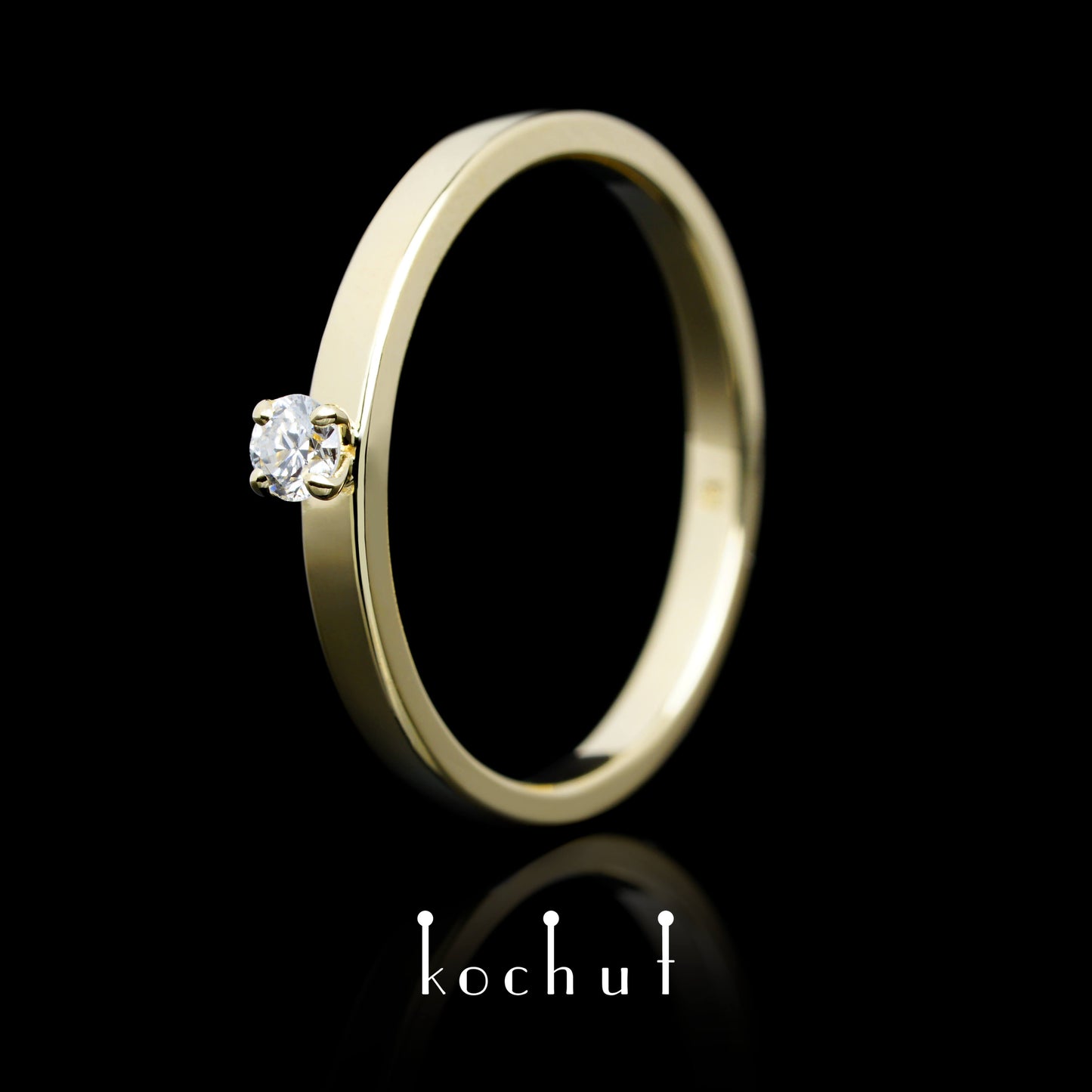 Unschuld — Ring aus Gelbgold mit einem Diamanten