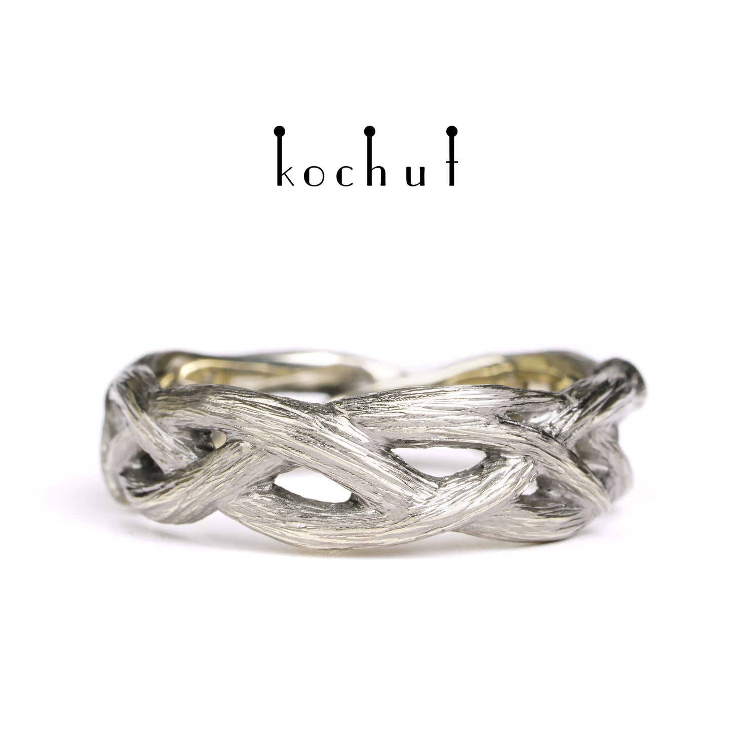 Mobius Forest Ribbon — Ehering aus Weißgold mit Diamanten, überzogen mit schwarzem Rhodium