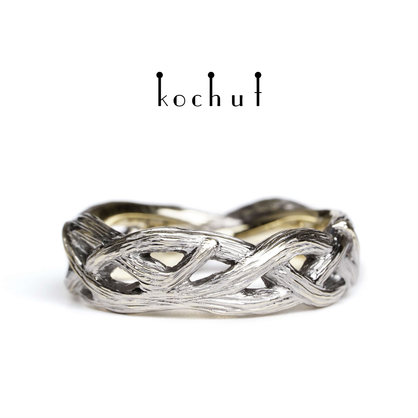 Mobius Forest Ribbon — Ehering aus Weißgold, beschichtet mit schwarzem Rhodium