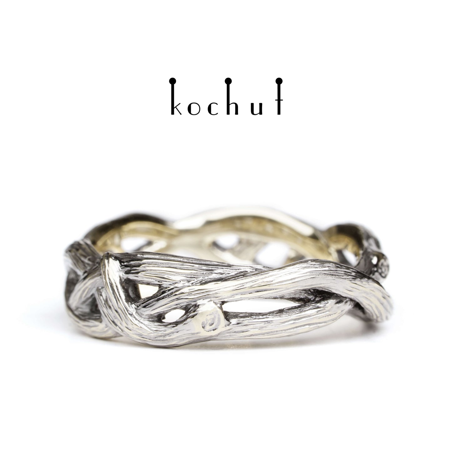 Mobius Forest Ribbon — Ehering aus Weißgold, beschichtet mit schwarzem Rhodium