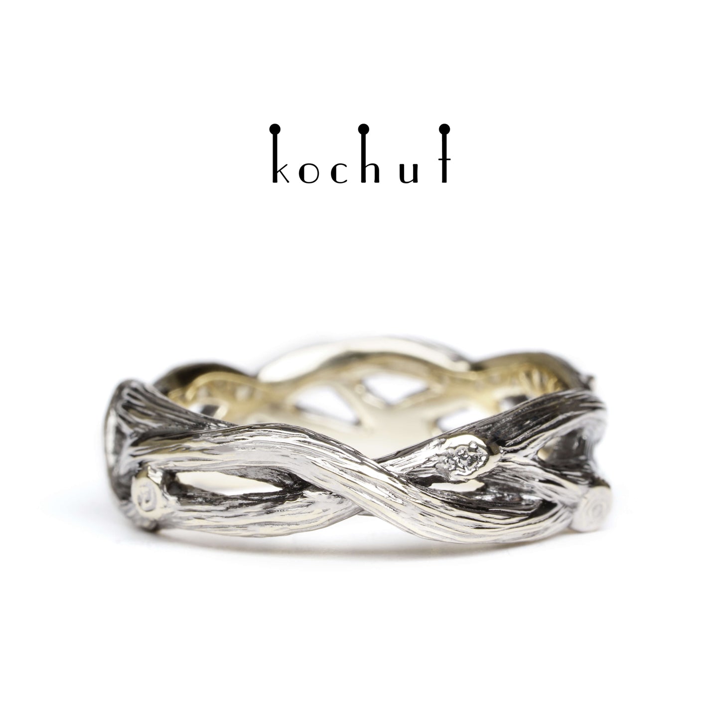 Mobius Forest Ribbon — Ehering aus Weißgold, beschichtet mit schwarzem Rhodium
