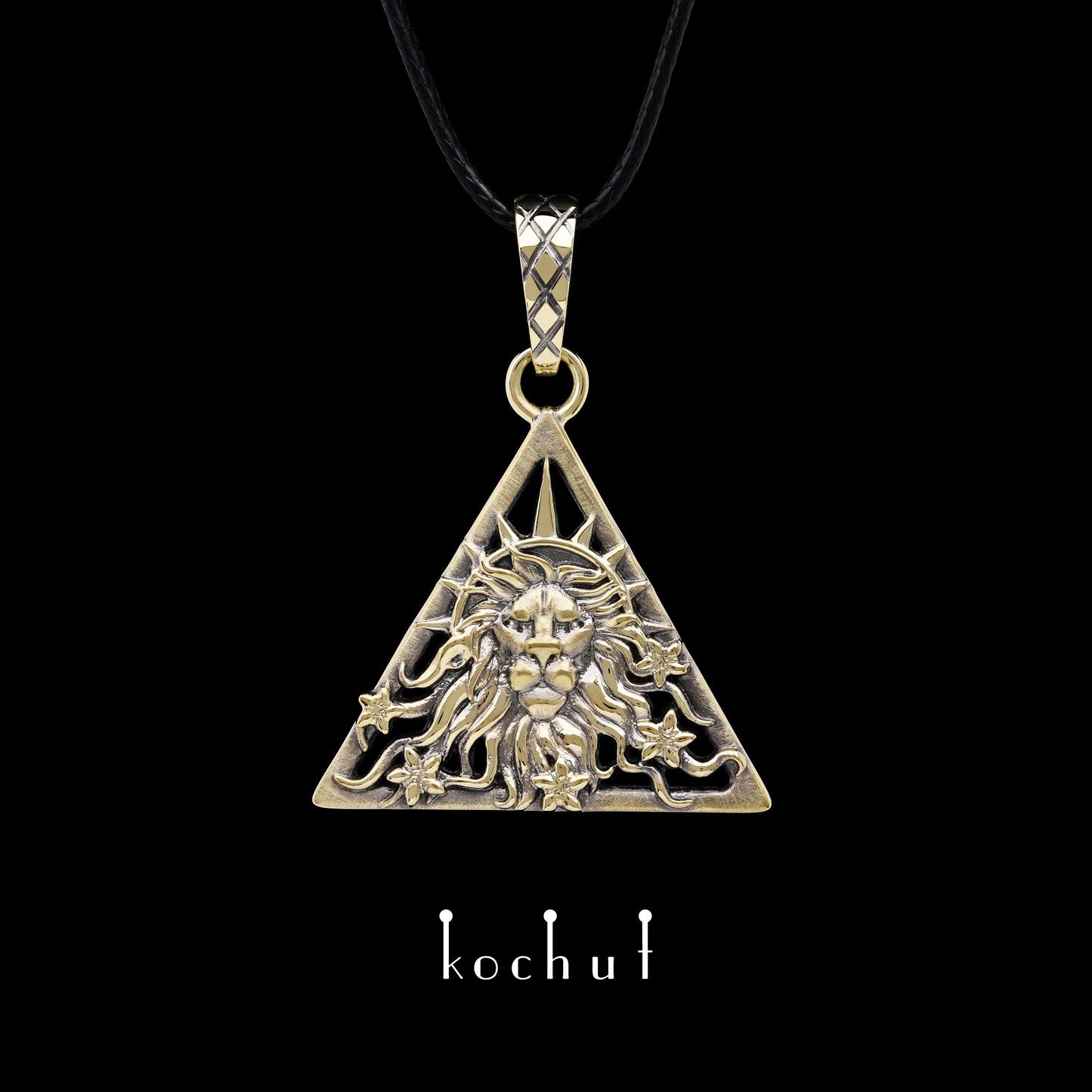 Leo — Anhänger aus Gelbgold, überzogen mit schwarzem Rhodium