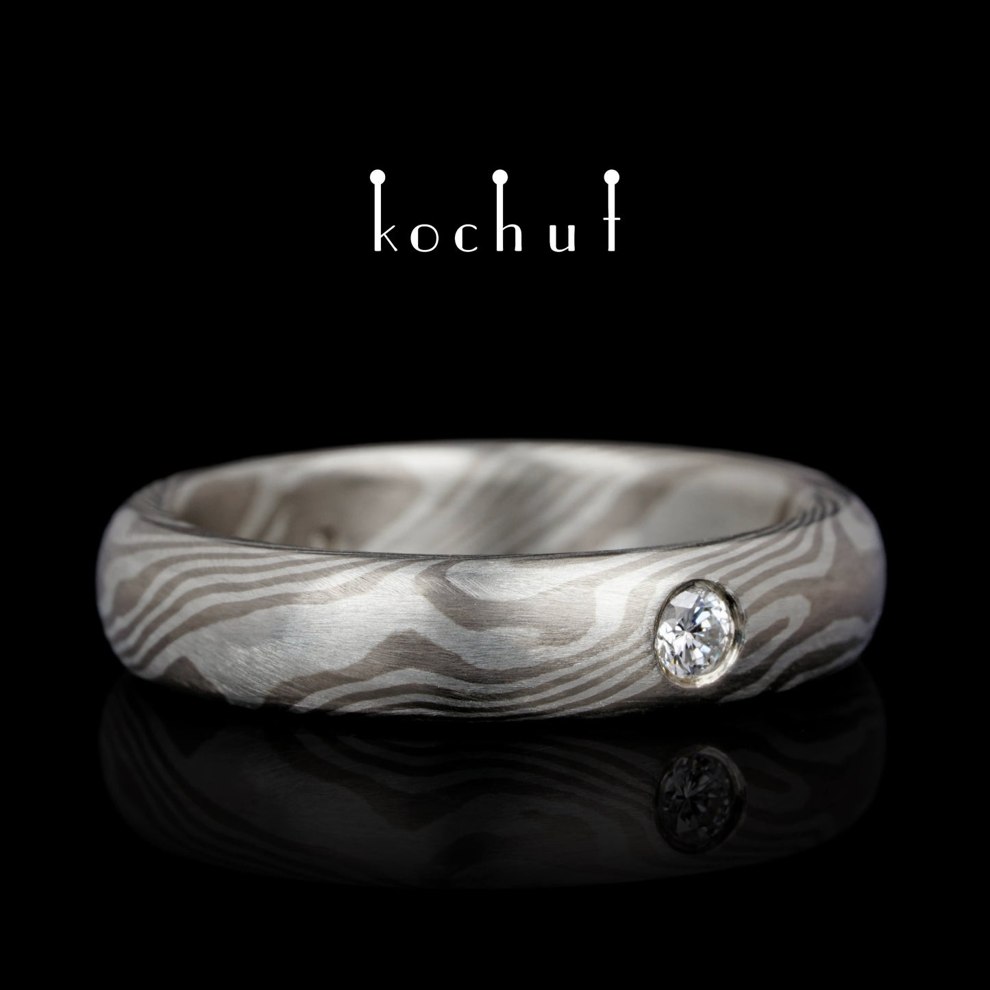 En — Ehering aus Palladium-Gold und Silber mit Diamant