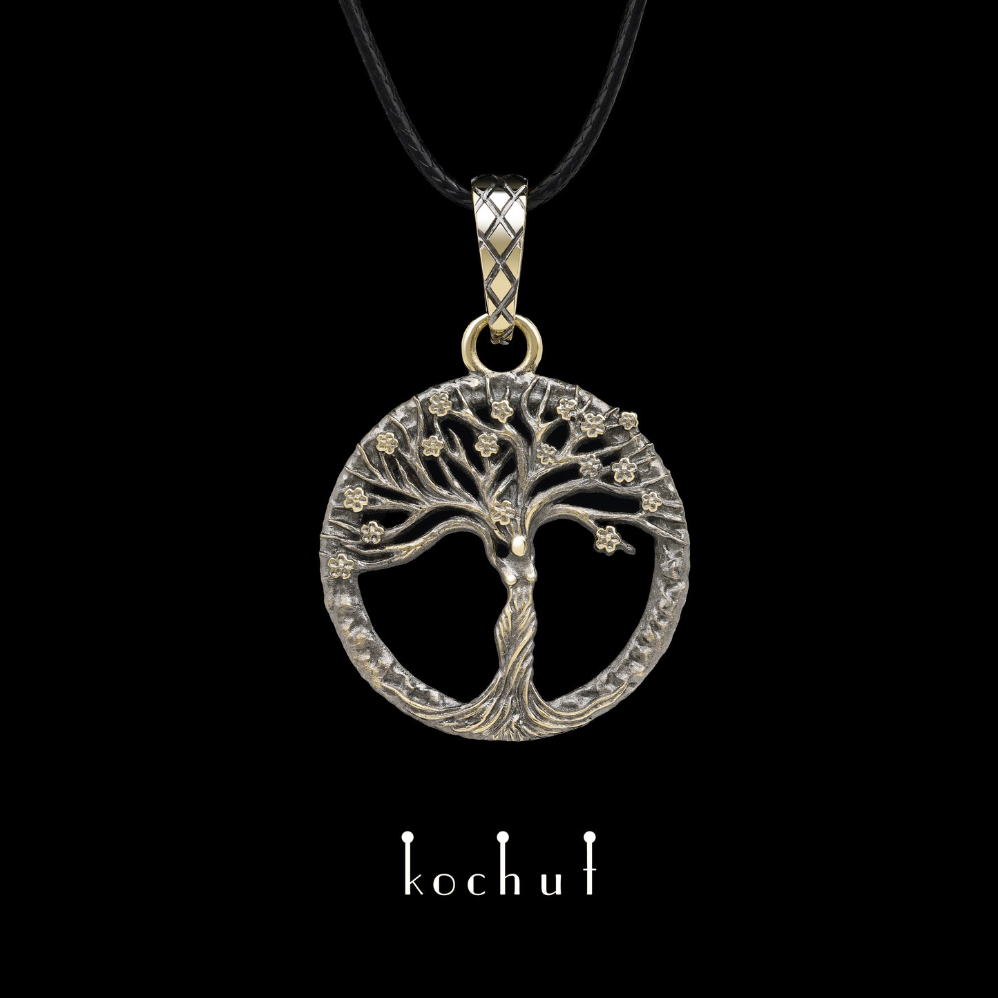 Virgo — Anhänger aus Gelbgold, überzogen mit schwarzem Rhodium