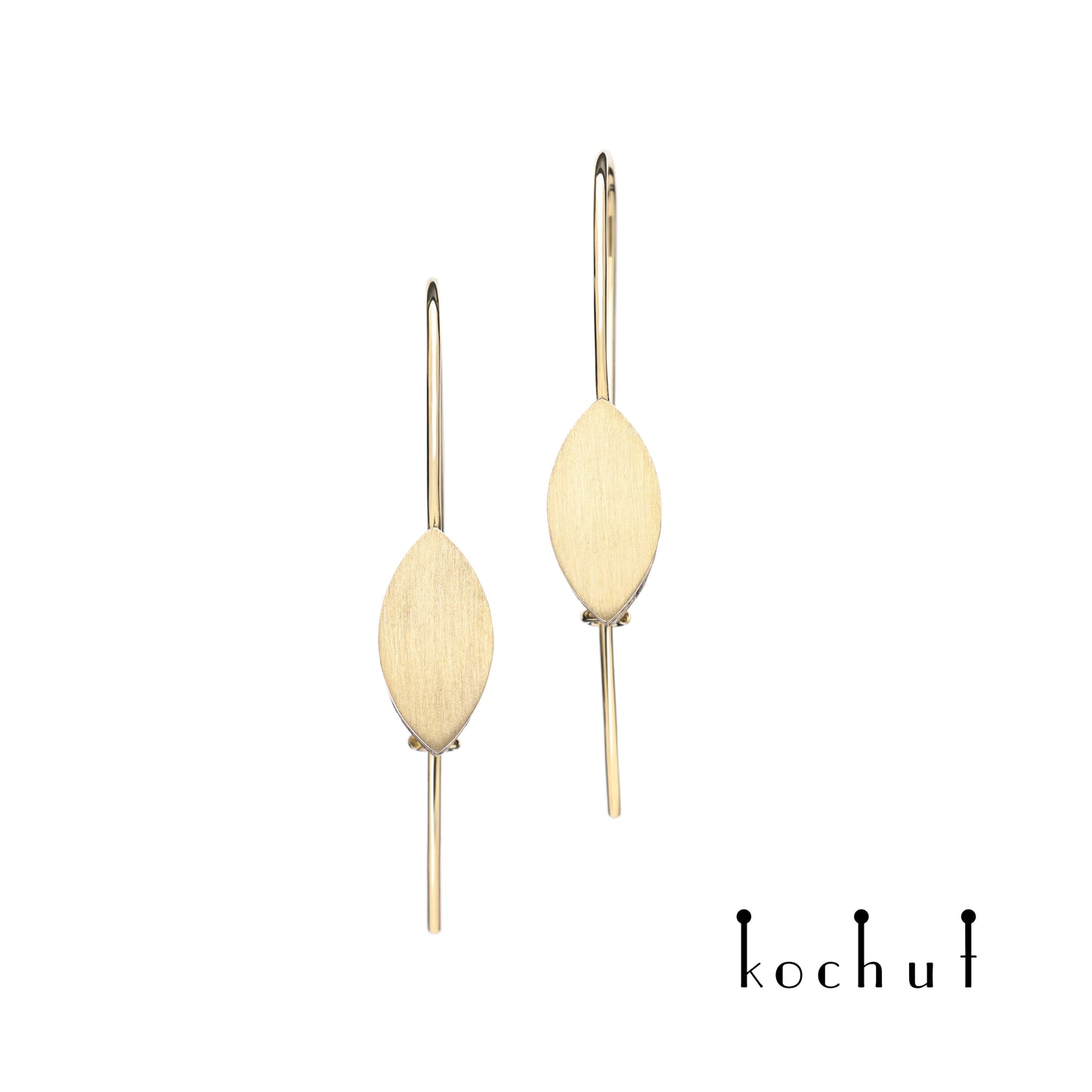 Golden Leaf — Ohrringe aus Gelbgold, beschichtet mit schwarzem Rhodium