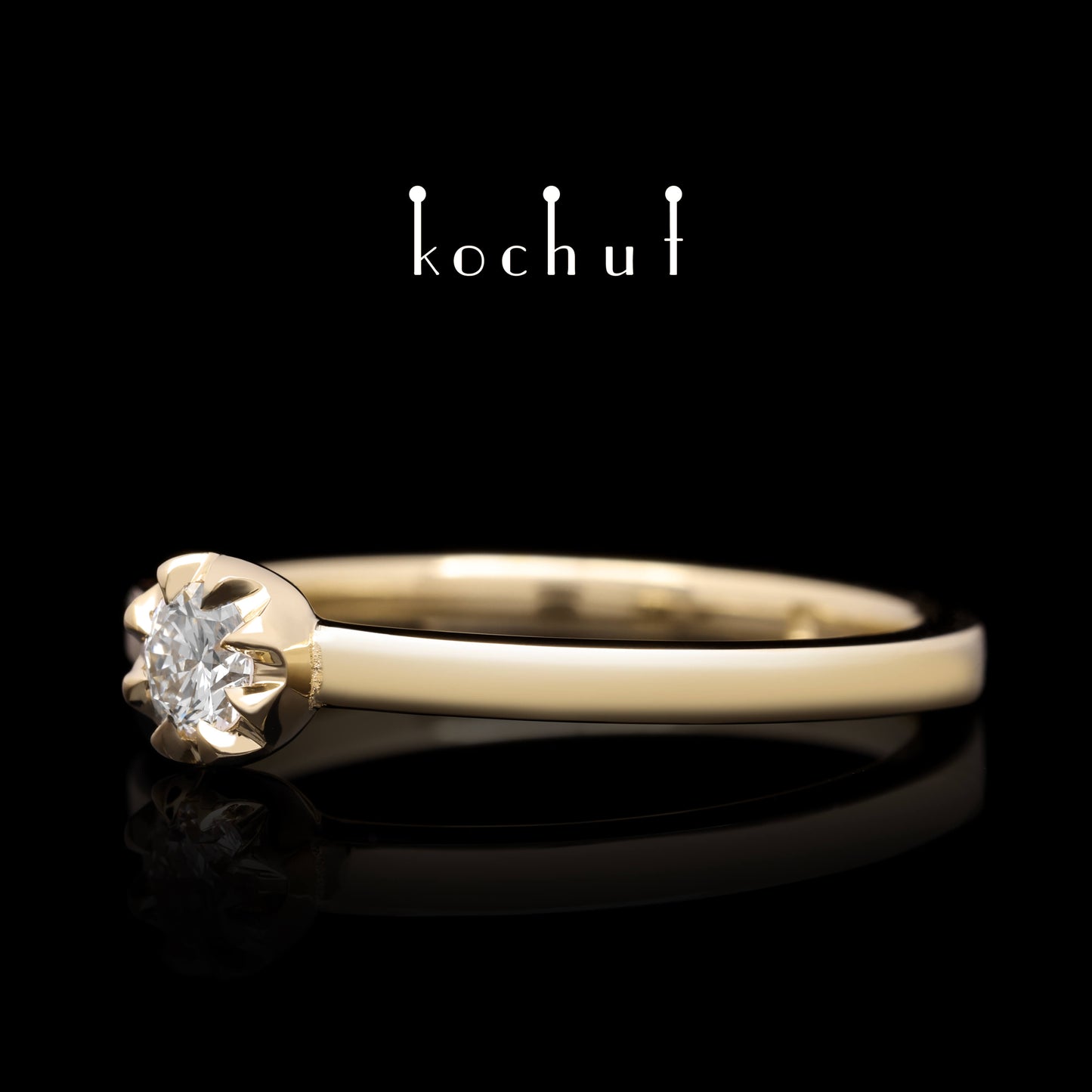 Gipfel der Liebe — Ring aus Gelbgold mit Diamant
