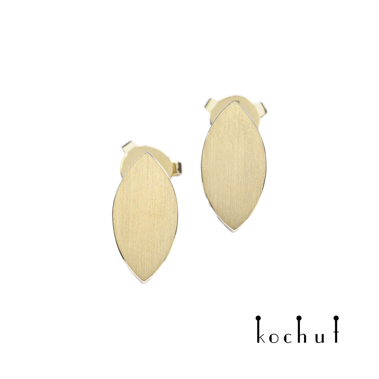 Golden Leaf — Ohrringe aus Gelbgold, beschichtet mit schwarzem Rhodium