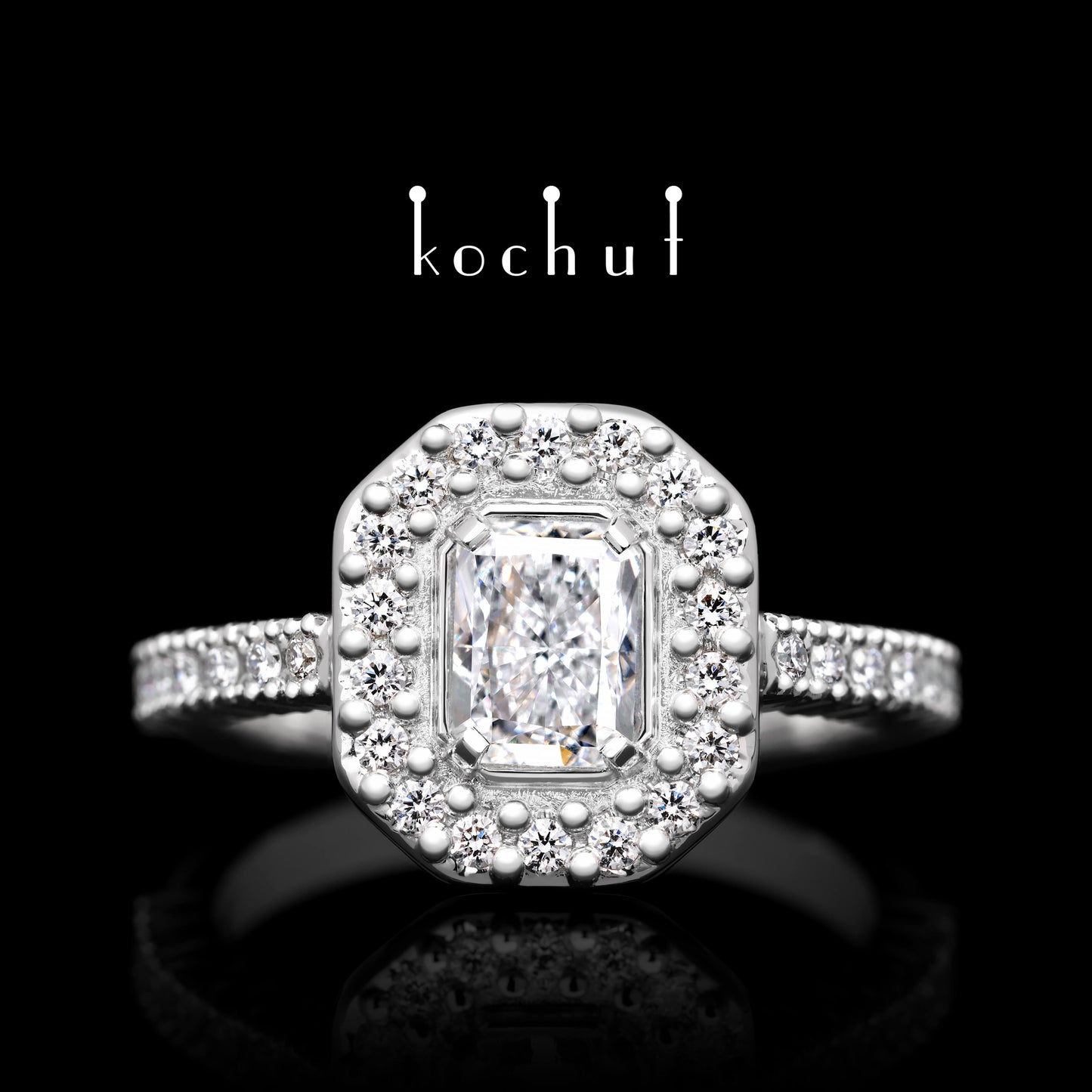 Majesty — Verlobungsring aus Weißgold mit Diamanten, platiert mit weißem Rhodium