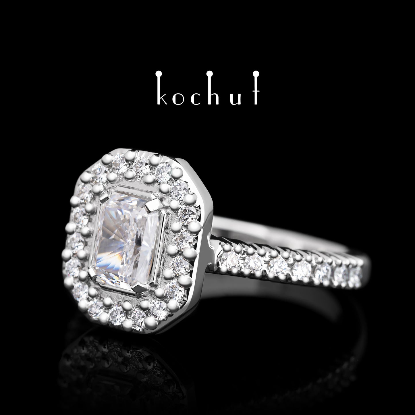 Majesty — Verlobungsring aus Weißgold mit Diamanten, platiert mit weißem Rhodium