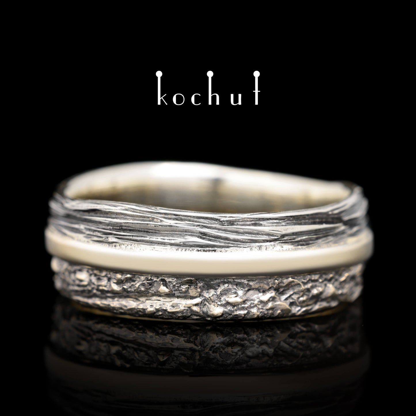 In Freude und Leid: Grundierung — Ring aus Weißgold und Silber, beschichtet mit schwarzem Rhodium