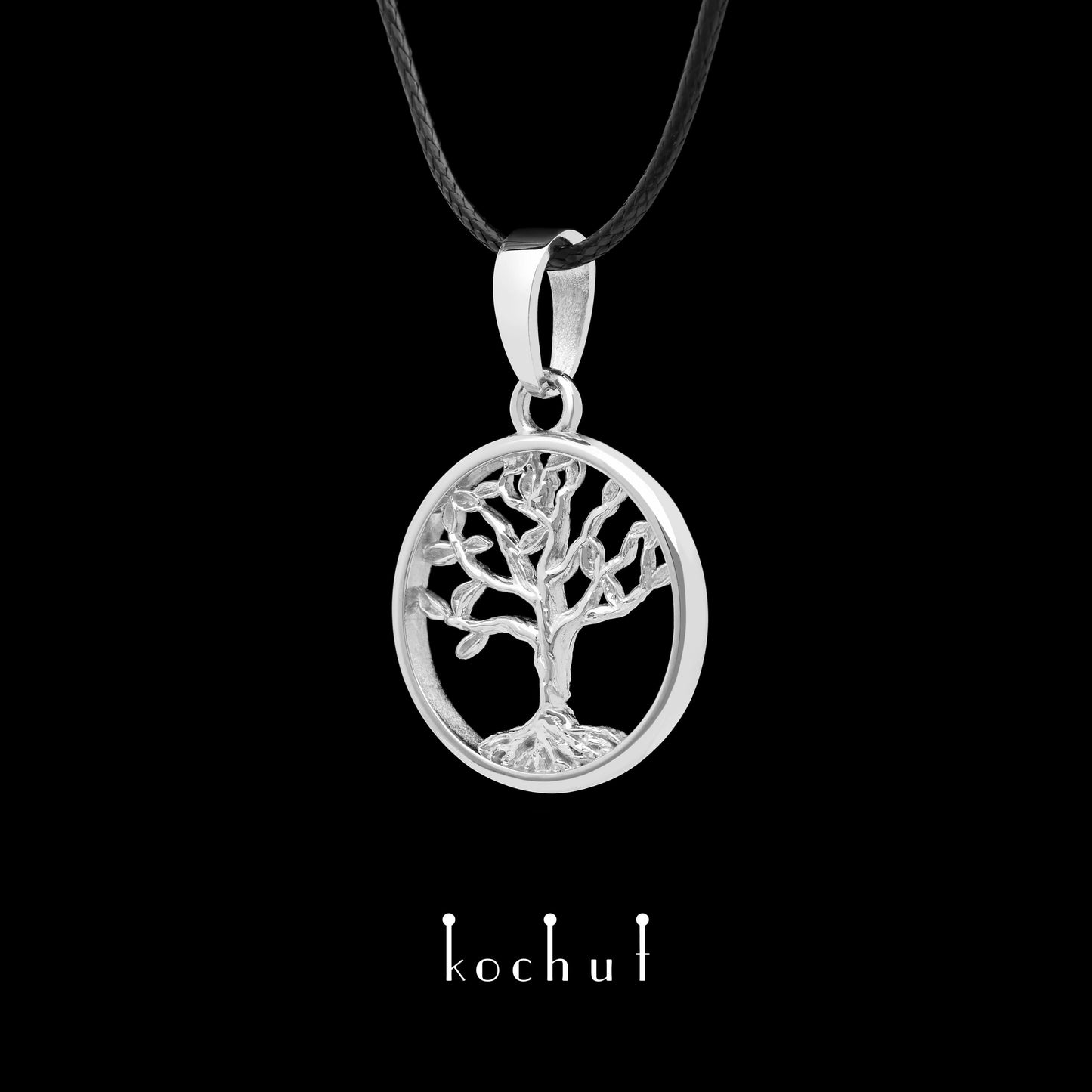 Baum des Lebens: Miniatur — Anhänger aus Weißgold, beschichtet mit Weißrhodium