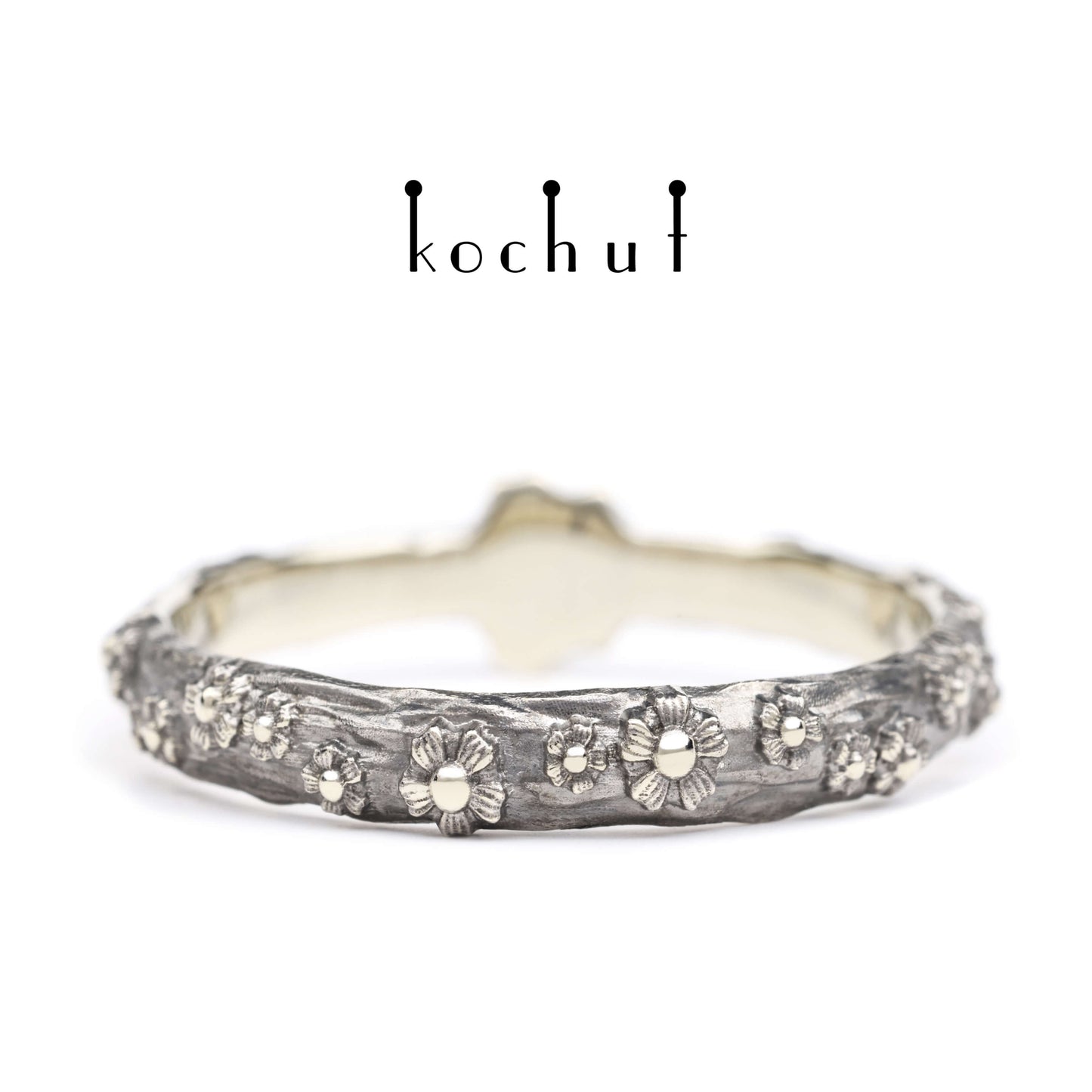 Vergissmeinnicht — Ring aus Weißgold mit hellgelbem Diamanten, überzogen mit schwarzem Rhodium